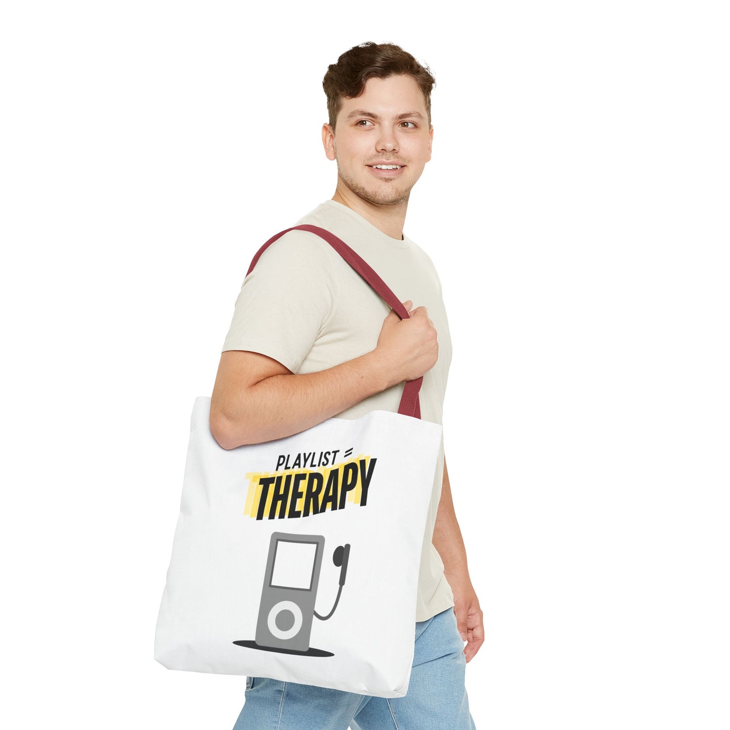 Playlist = Therapy Tote Bag – Nostalgic Music Tote, Cute Tote, Gift for Fangirls, Fan Merchandise, Artsy Bag, AOP Design - Mixtape Hearts