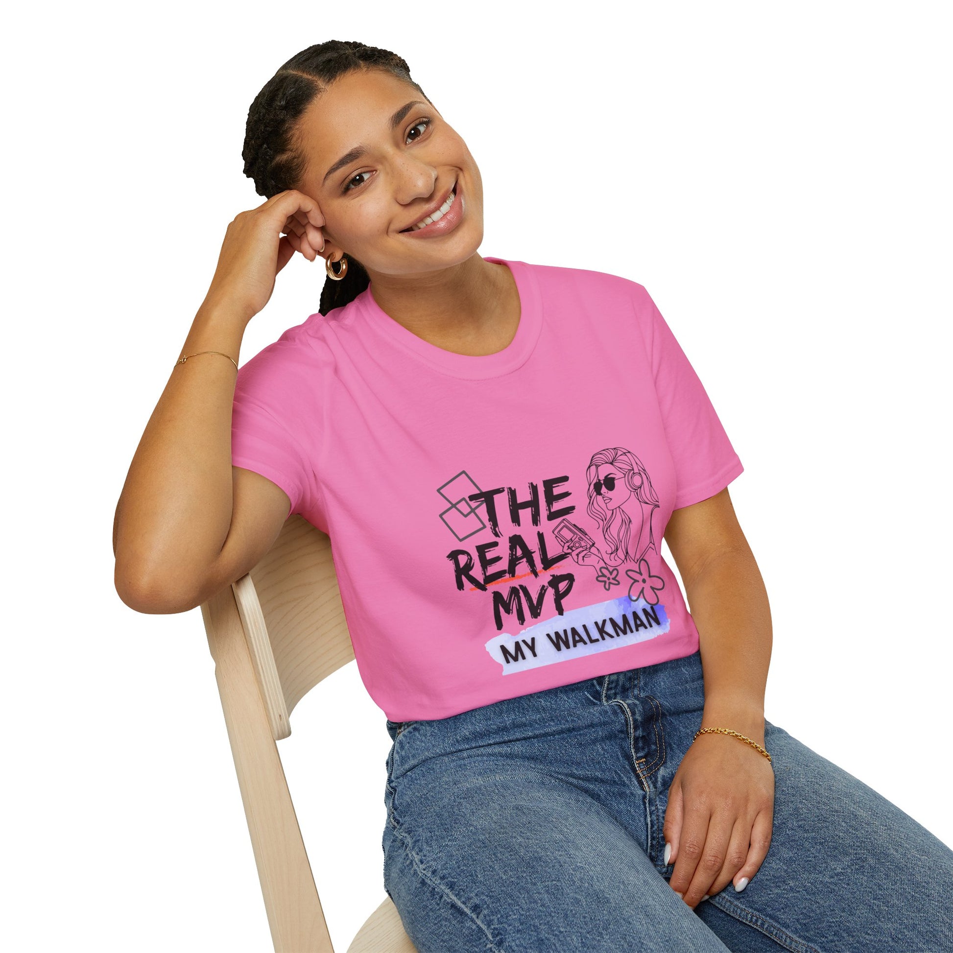 The Real MVP: My Walkman – 90s Nostalgia Unisex Tee| Gift for Walkman Fans, Vintage Style Tee, Casual Wear, Concert Outfit, Unisex Apparel - Mixtape Hearts
