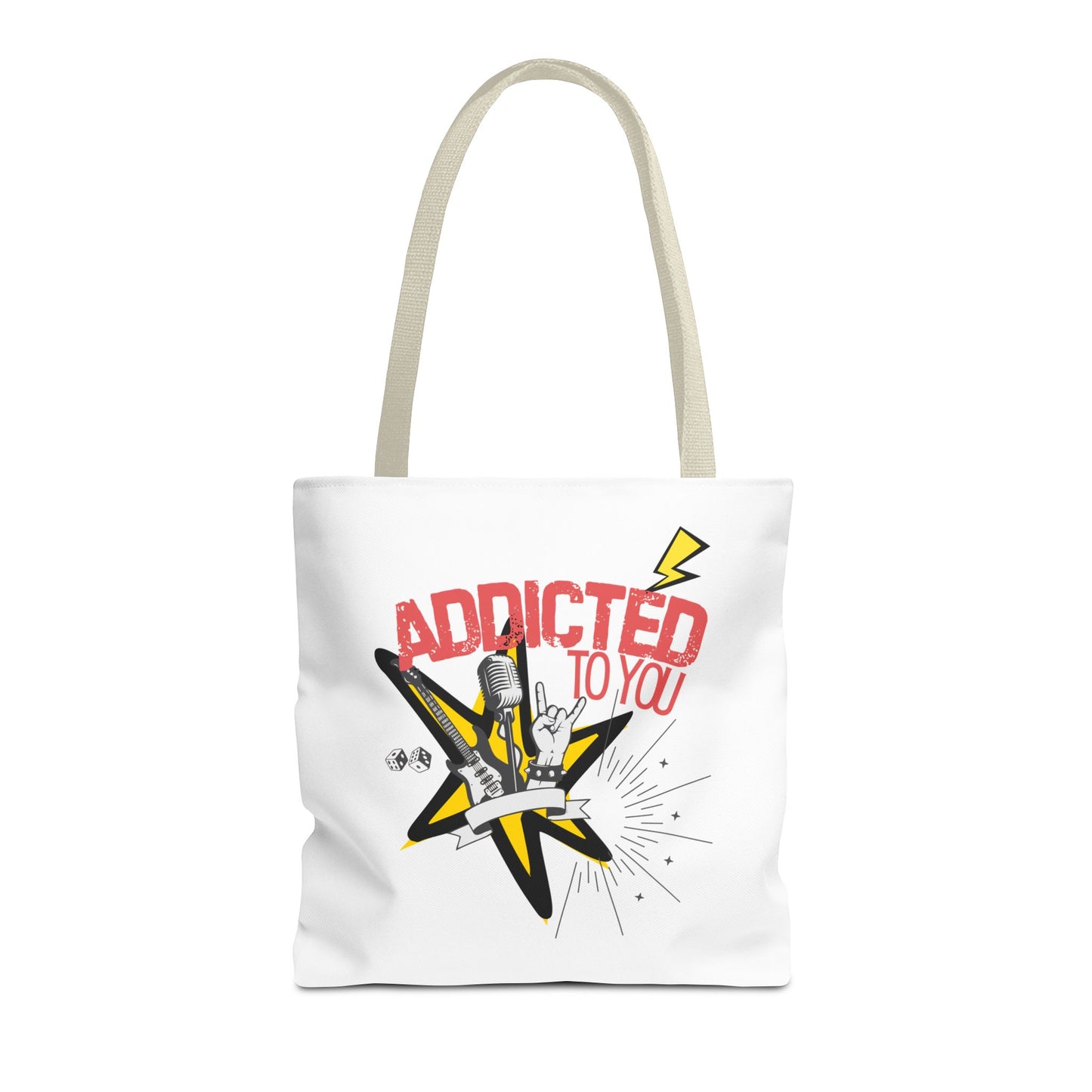 "Addicted to You" – Emotional Baggage Carry-All Tote | Pop Art Style, Gift for Music Lovers, Stylish Canvas Bag for Shopping, Fun Everyday Use, Unique [...] - Mixtape Hearts