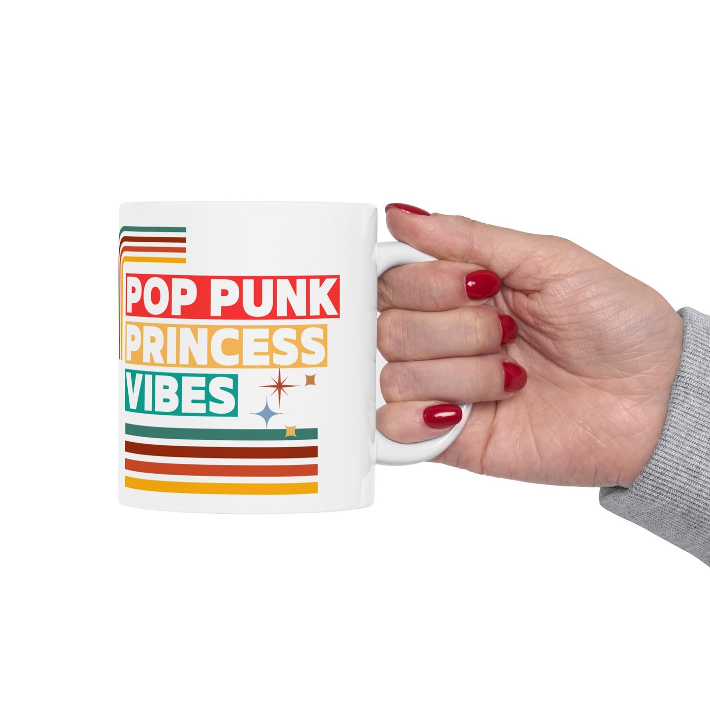 Pop Punk Princess Vibes – Y2K Scene Girl Mug– Retro Music Lover Mug – Nostalgic Fangirl Mug– Vintage 90s Coffee Mug - Fun Coffee Cup for Moms, Gifts for Mother's Day, Personalized Drinkware, Funny Mama Mug, Everyday Use - Mixtape Hearts
