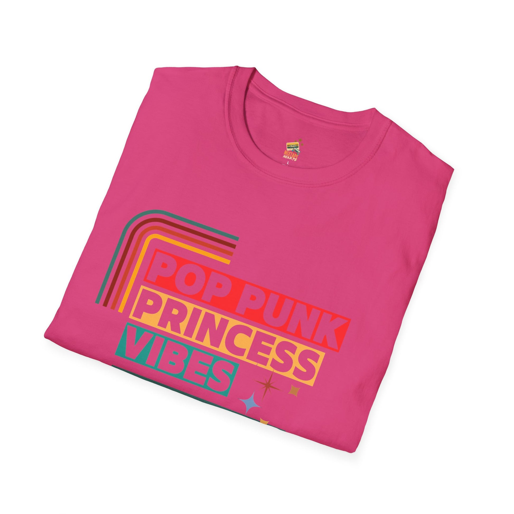 Pop Punk Princess Vibes – Graphic Tee for Alt Girls– Emotional Nostalgia T-Shirt – 90s Nostalgia Unisex Tee| Gift for Walkman Fans, Vintage Style Tee, Casual Wear, Concert Outfit, Unisex Apparel - Mixtape Hearts