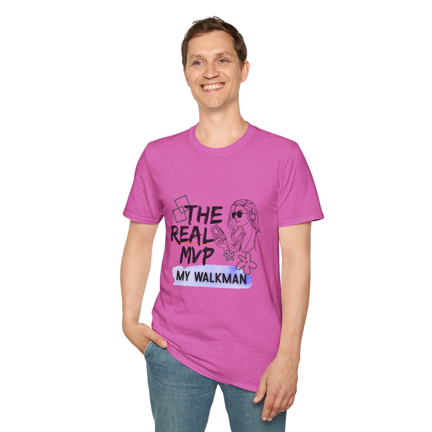 The Real MVP: My Walkman – 90s Nostalgia Unisex Tee| Gift for Walkman Fans, Vintage Style Tee, Casual Wear, Concert Outfit, Unisex Apparel - Mixtape Hearts