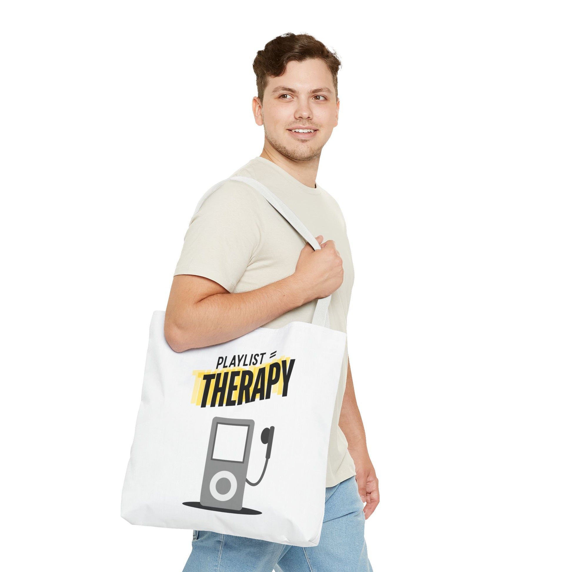 Playlist = Therapy Tote Bag – Nostalgic Music Tote, Cute Tote, Gift for Fangirls, Fan Merchandise, Artsy Bag, AOP Design - Mixtape Hearts