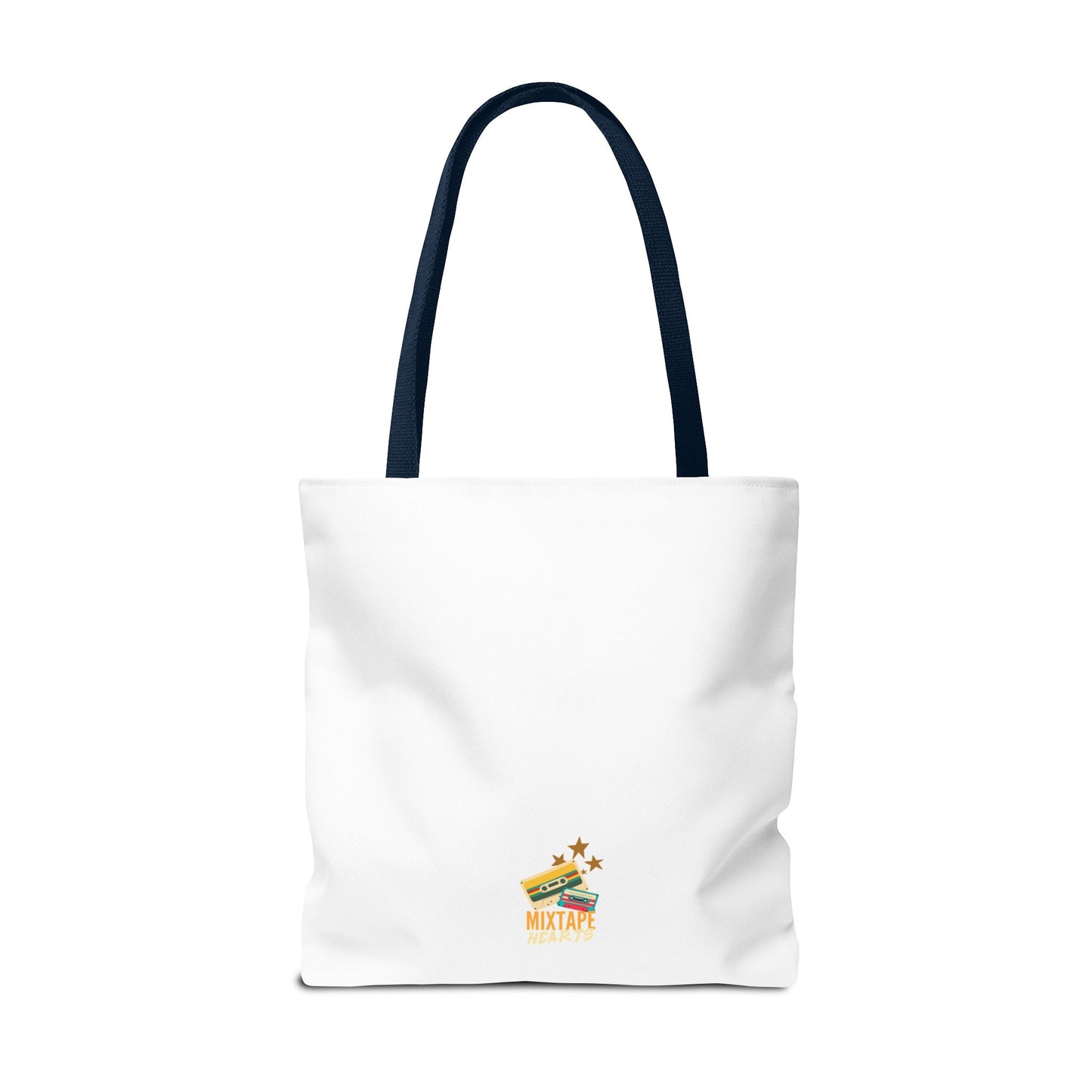Playlist = Therapy Tote Bag – Nostalgic Music Tote, Cute Tote, Gift for Fangirls, Fan Merchandise, Artsy Bag, AOP Design - Mixtape Hearts