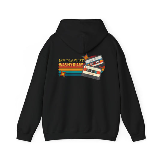My Playlist Was My Diary – Cozy Emo Hoodie – Cozy Fangirl Hoodie– Vintage Pop Punk Hoodie for Retro Nostalgia Lovers, Gift for Friends, Streetwear Style, Casual Comfort, Unique Birthday Present - Mixtape Hearts