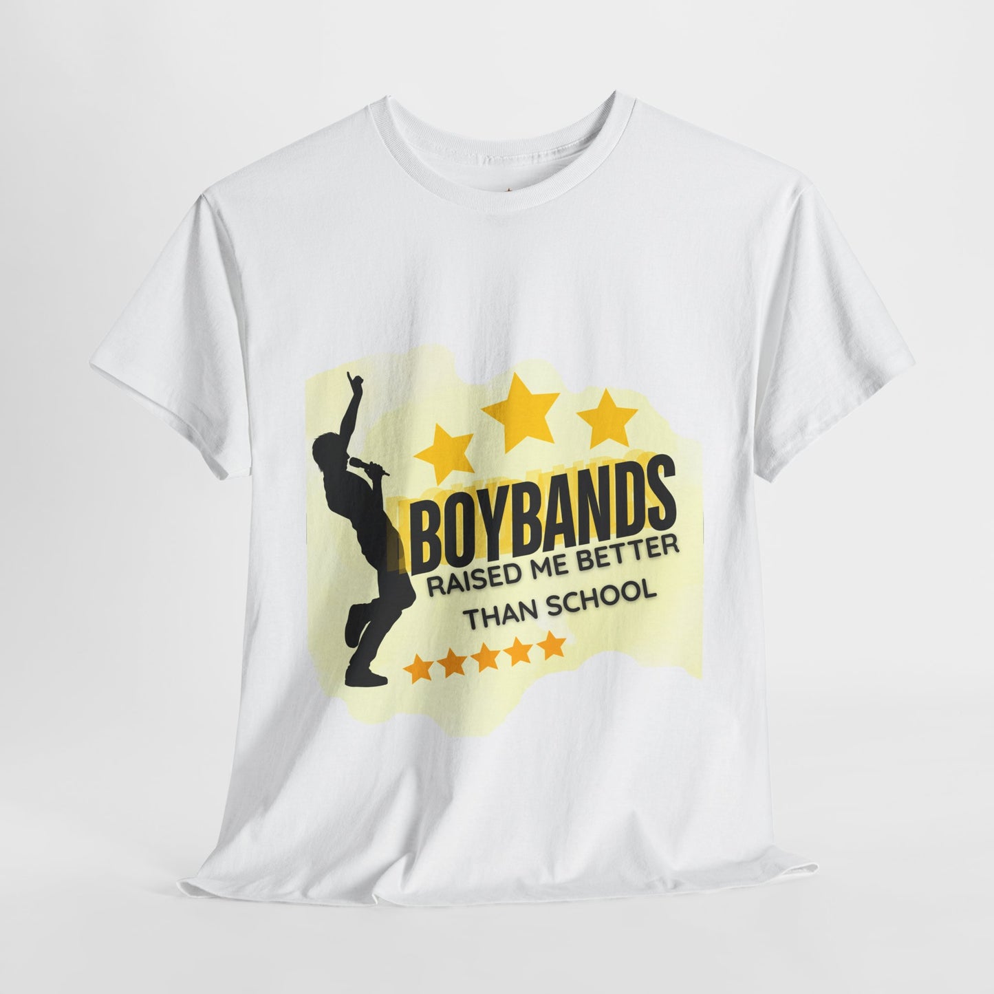 Boybands Raised Me Better Than School – Retro Fan Tee – Retro Pop Music Tee, Casual Tee, Graphic T-Shirt, Gift for Fans, Summer Wear, Everyday Comfort - Mixtape Hearts