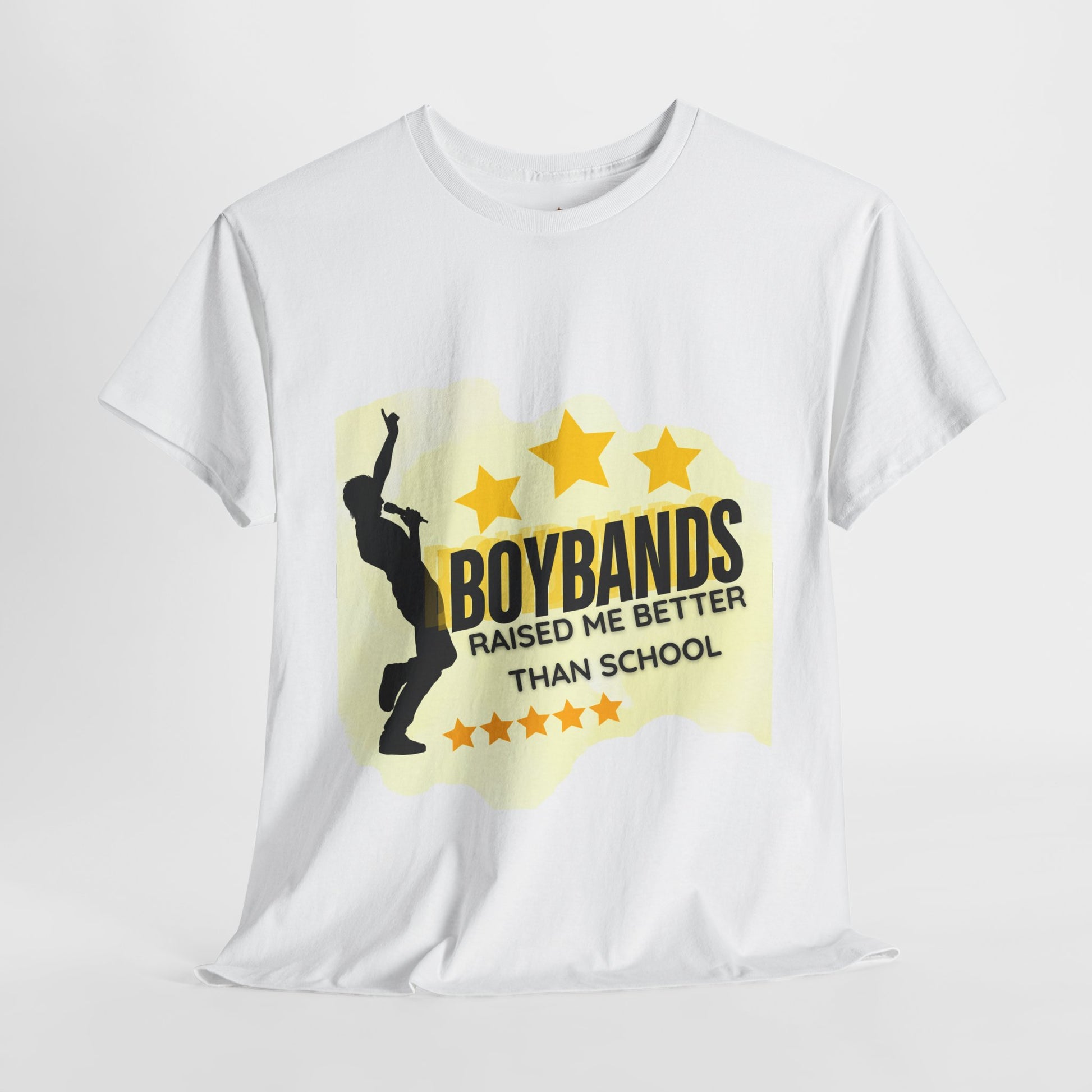 Boybands Raised Me Better Than School – Retro Fan Tee – Retro Pop Music Tee, Casual Tee, Graphic T-Shirt, Gift for Fans, Summer Wear, Everyday Comfort - Mixtape Hearts