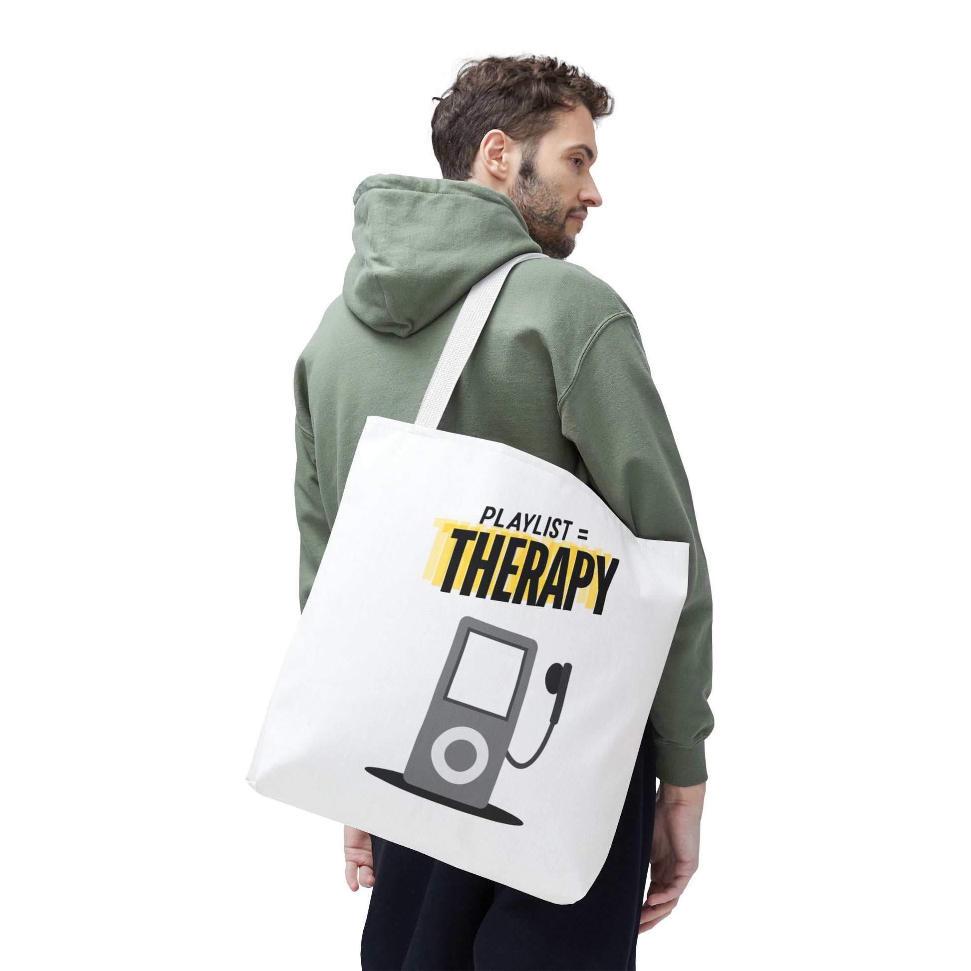 Playlist = Therapy Tote Bag – Nostalgic Music Tote, Cute Tote, Gift for Fangirls, Fan Merchandise, Artsy Bag, AOP Design - Mixtape Hearts