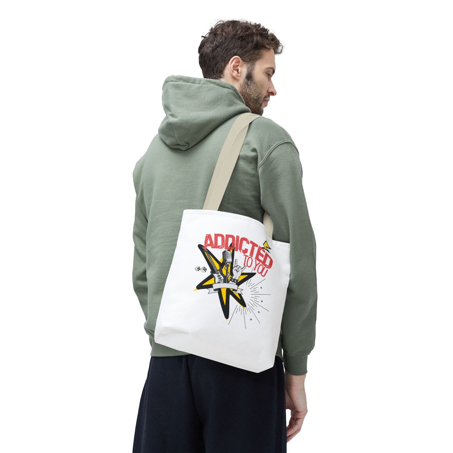"Addicted to You" – Emotional Baggage Carry-All Tote | Pop Art Style, Gift for Music Lovers, Stylish Canvas Bag for Shopping, Fun Everyday Use, Unique [...] - Mixtape Hearts