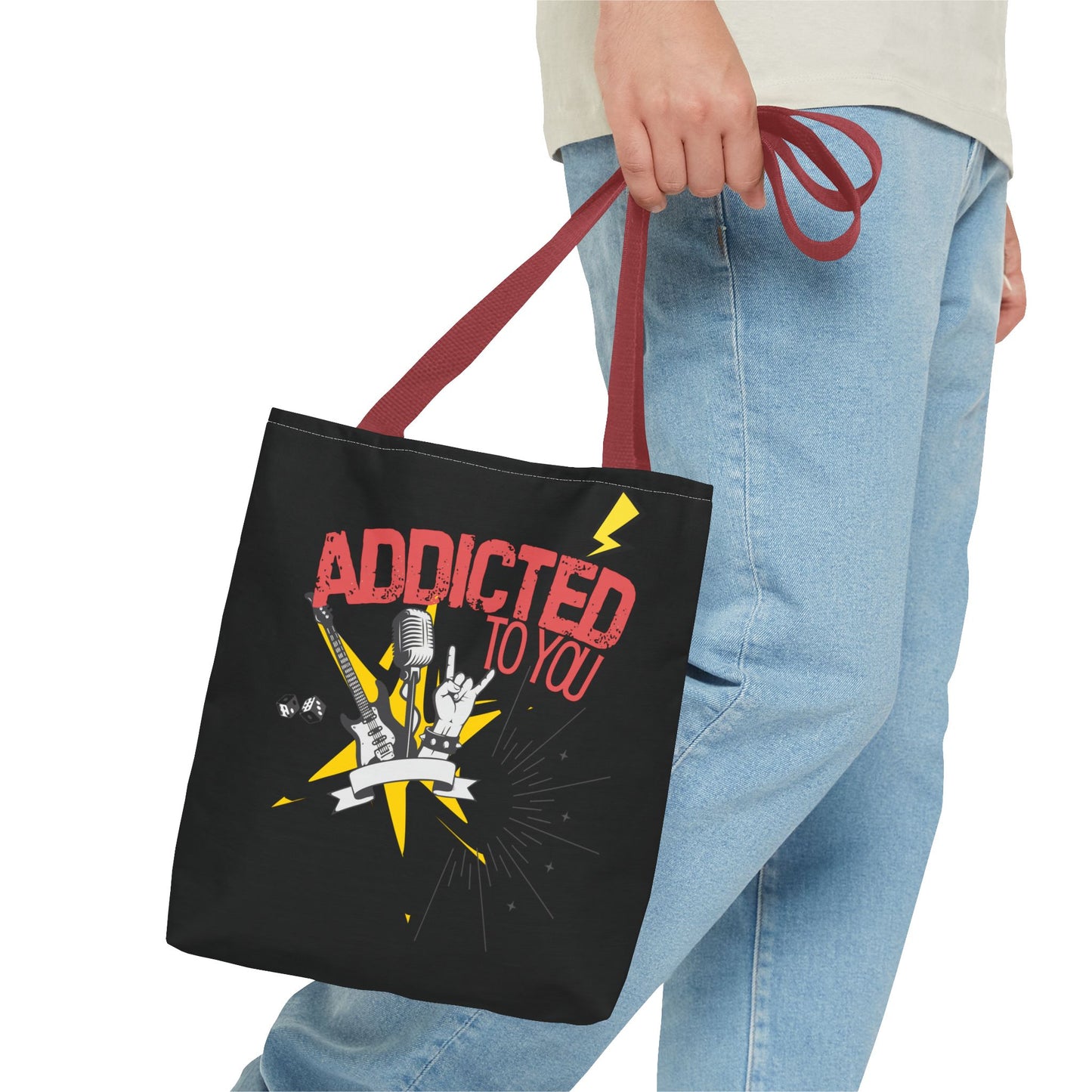 "Addicted to You" – Emotional Baggage Carry-All Tote, Music Lover Gift, Rock & Roll Style, Concert Tote, Gift for Him/Her, Festival Essentials - Mixtape Hearts