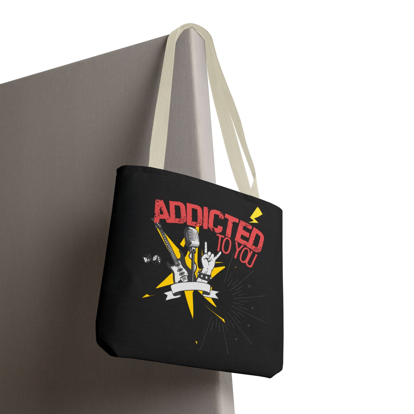 "Addicted to You" – Emotional Baggage Carry-All Tote, Music Lover Gift, Rock & Roll Style, Concert Tote, Gift for Him/Her, Festival Essentials - Mixtape Hearts