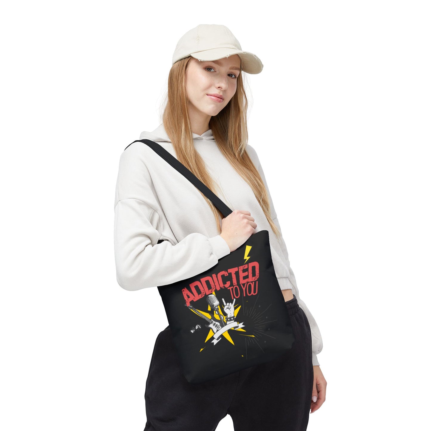 "Addicted to You" – Emotional Baggage Carry-All Tote, Music Lover Gift, Rock & Roll Style, Concert Tote, Gift for Him/Her, Festival Essentials - Mixtape Hearts
