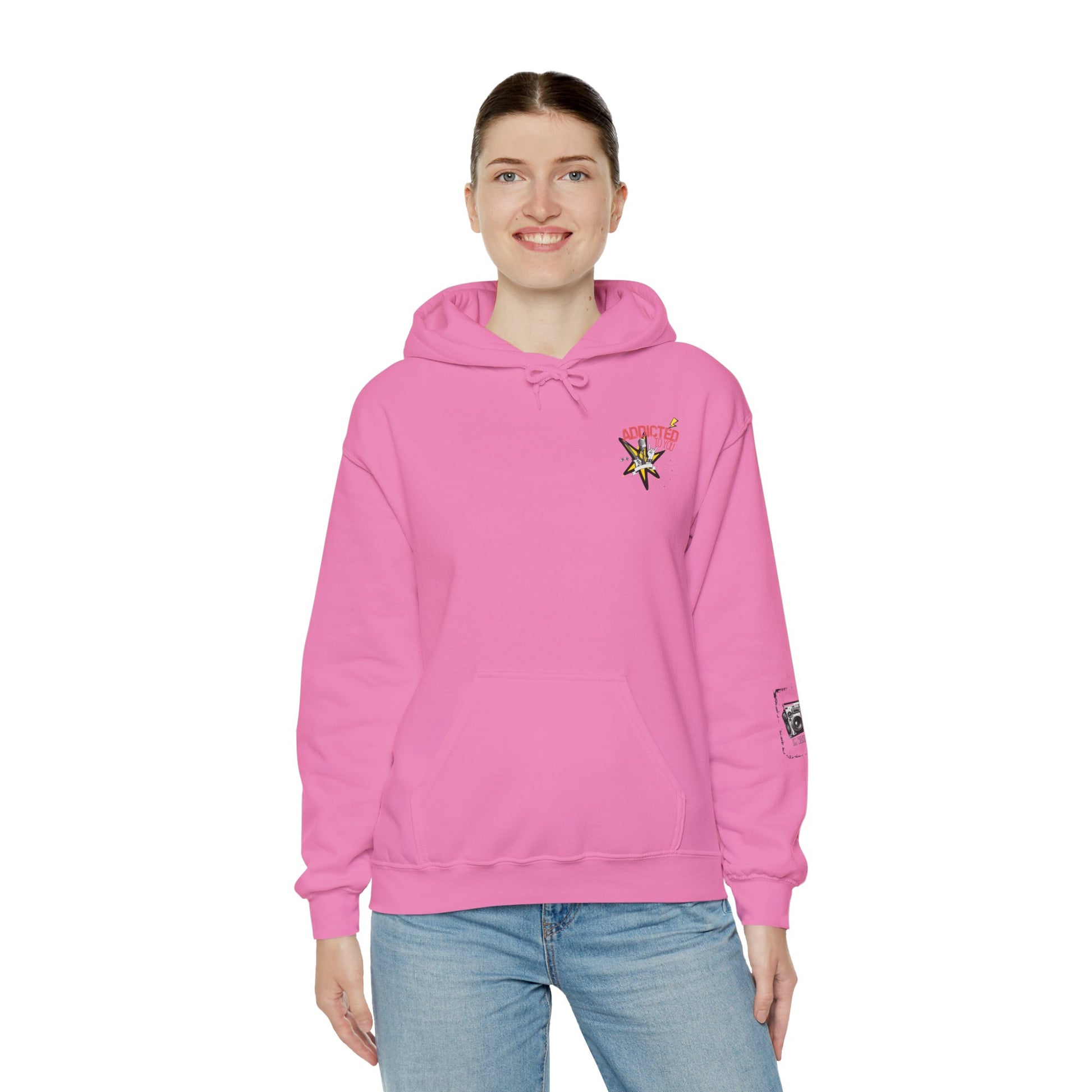 "Addicted to You" – Hoodie for the Lovesick & Lyrical - Addicted to You, Cute Gift for Her, Stylish Streetwear, Cozy Layering Piece, Unique Graphic Hoodie - Mixtape Hearts