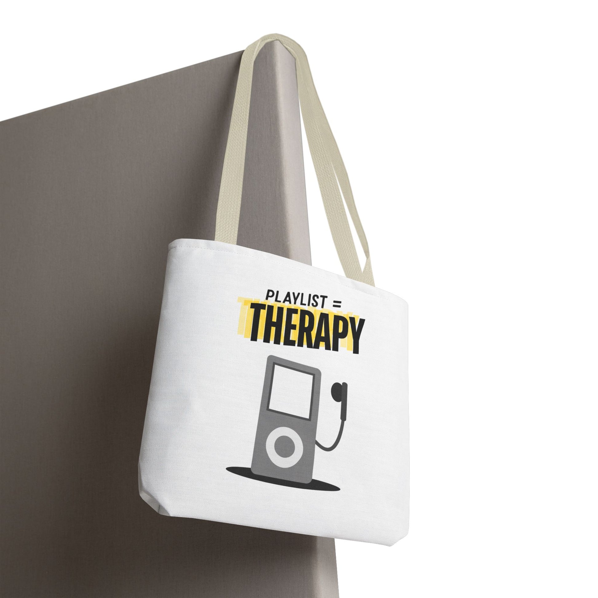 Playlist = Therapy Tote Bag – Nostalgic Music Tote, Cute Tote, Gift for Fangirls, Fan Merchandise, Artsy Bag, AOP Design - Mixtape Hearts
