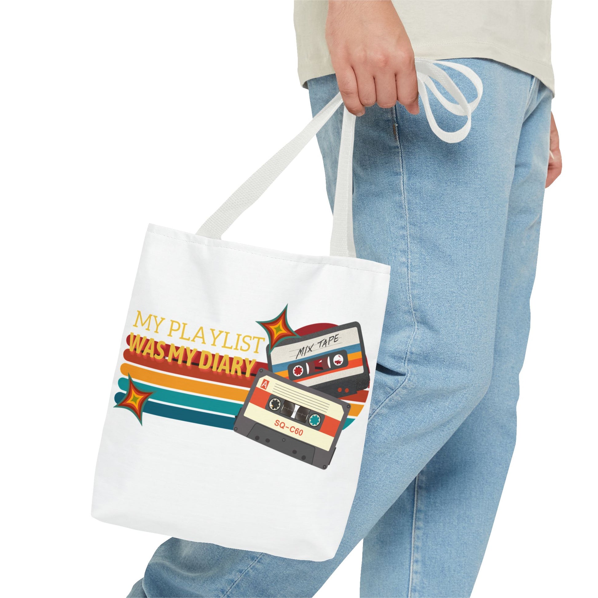 My Playlist Was My Diary – Emotional Era Tote Bag - AOP, Fun and Stylish, Perfect for Music Lovers, Gift for Friends, Everyday Use, Beach Bag, Eco-Friendly - Mixtape Hearts