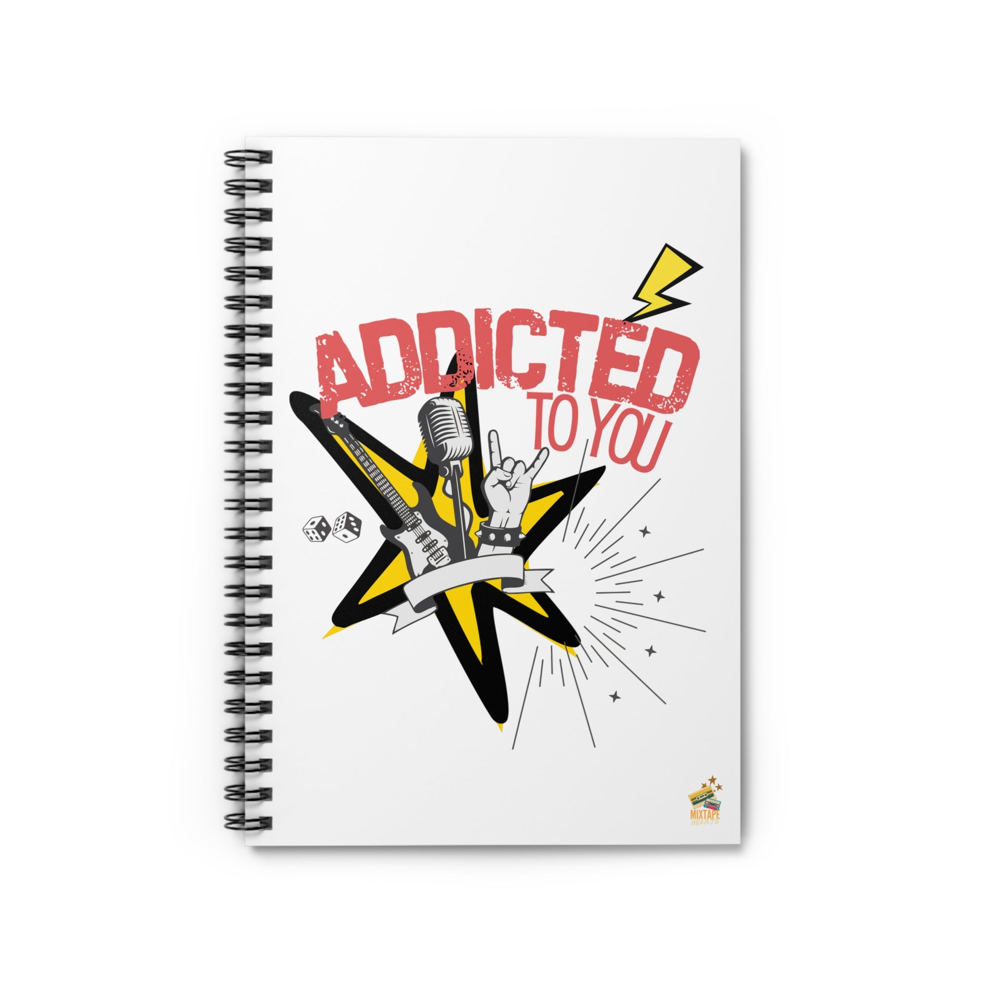 "Addicted to You" – Heartfelt Chaos Journal - Rock Music Journal, Gift for Musicians, School Supplies, Personalized Stationery, Music Lover's Diary - Mixtape Hearts