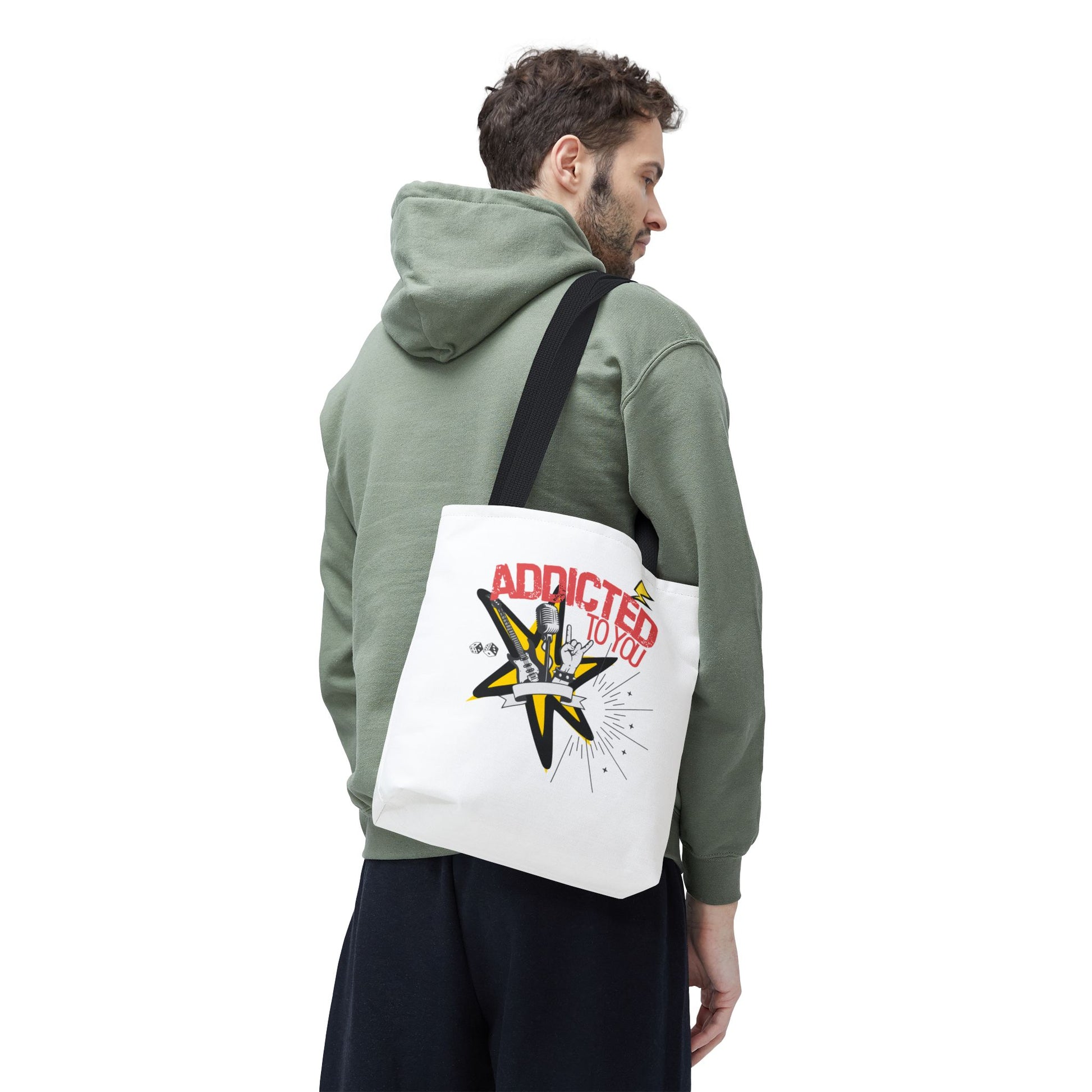 "Addicted to You" – Emotional Baggage Carry-All Tote | Pop Art Style, Gift for Music Lovers, Stylish Canvas Bag for Shopping, Fun Everyday Use, Unique [...] - Mixtape Hearts