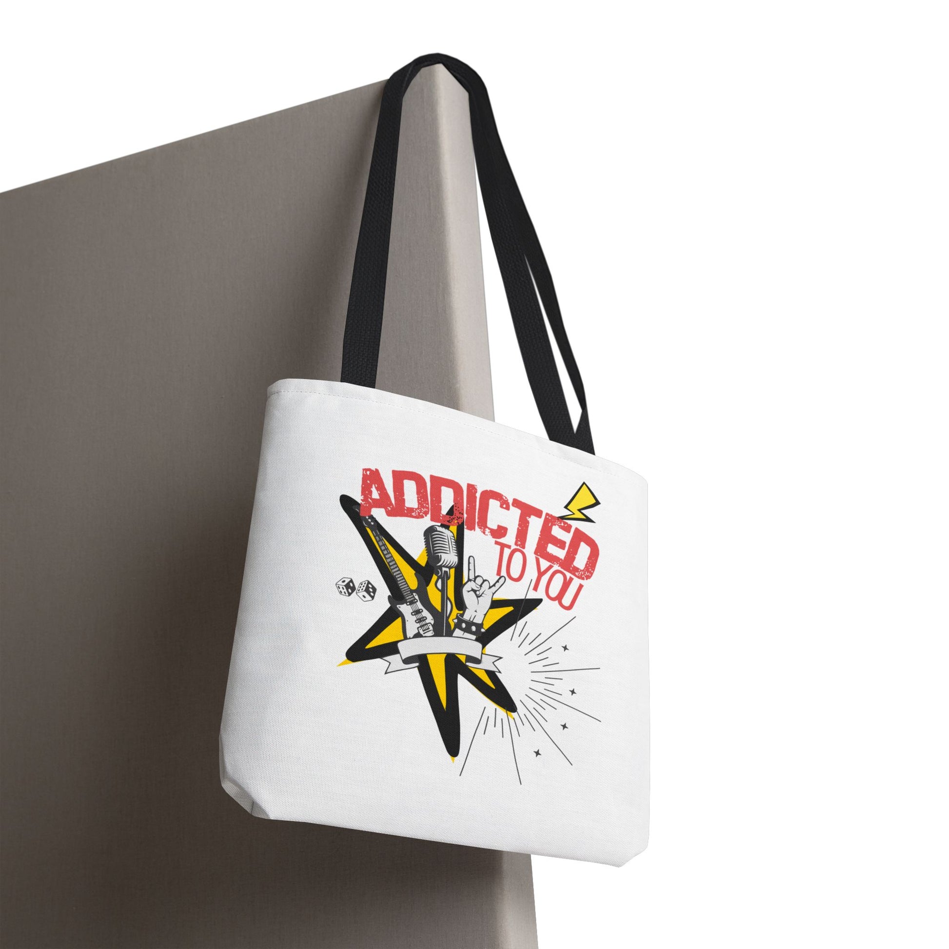 "Addicted to You" – Emotional Baggage Carry-All Tote | Pop Art Style, Gift for Music Lovers, Stylish Canvas Bag for Shopping, Fun Everyday Use, Unique [...] - Mixtape Hearts