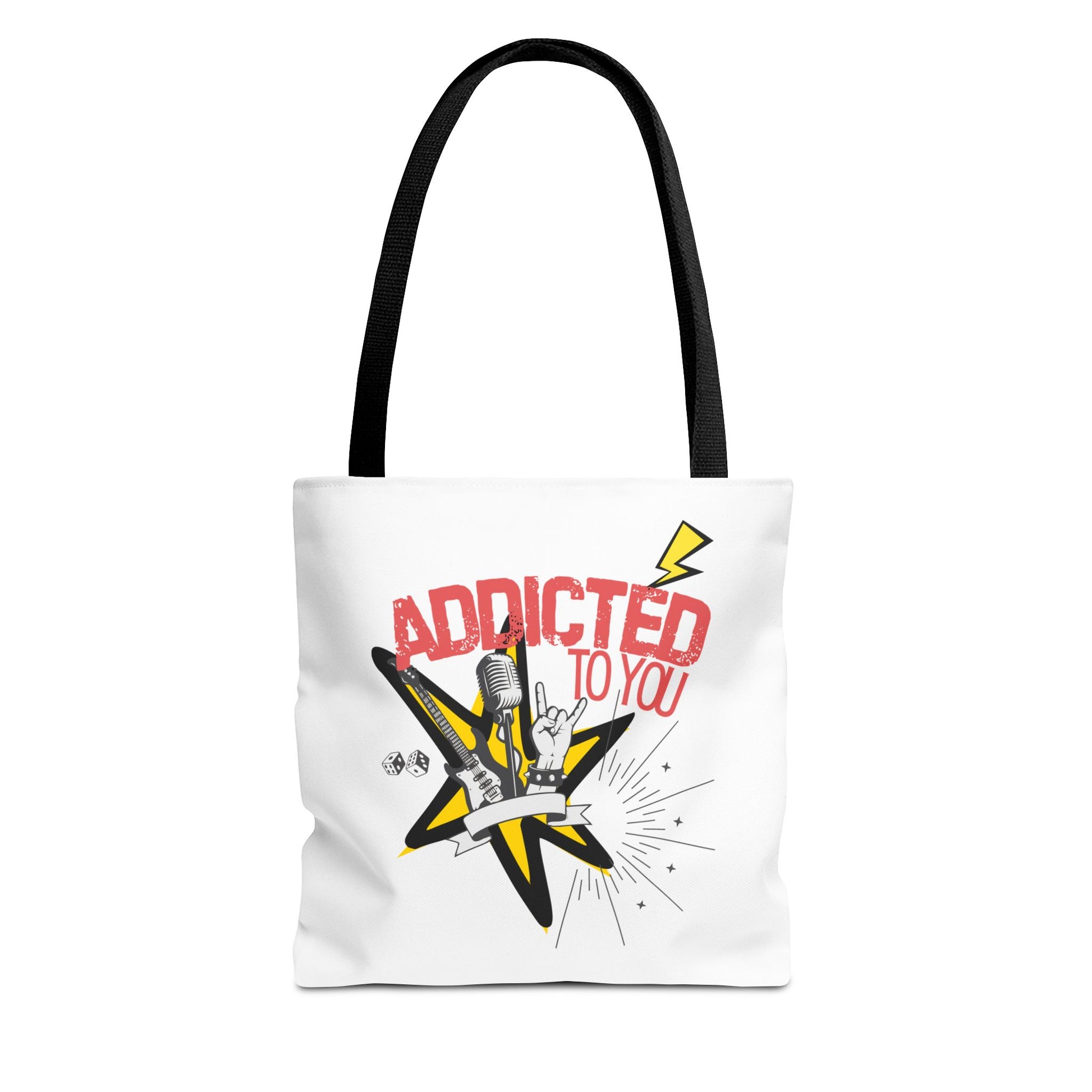 "Addicted to You" – Emotional Baggage Carry-All Tote | Pop Art Style, Gift for Music Lovers, Stylish Canvas Bag for Shopping, Fun Everyday Use, Unique [...] - Mixtape Hearts