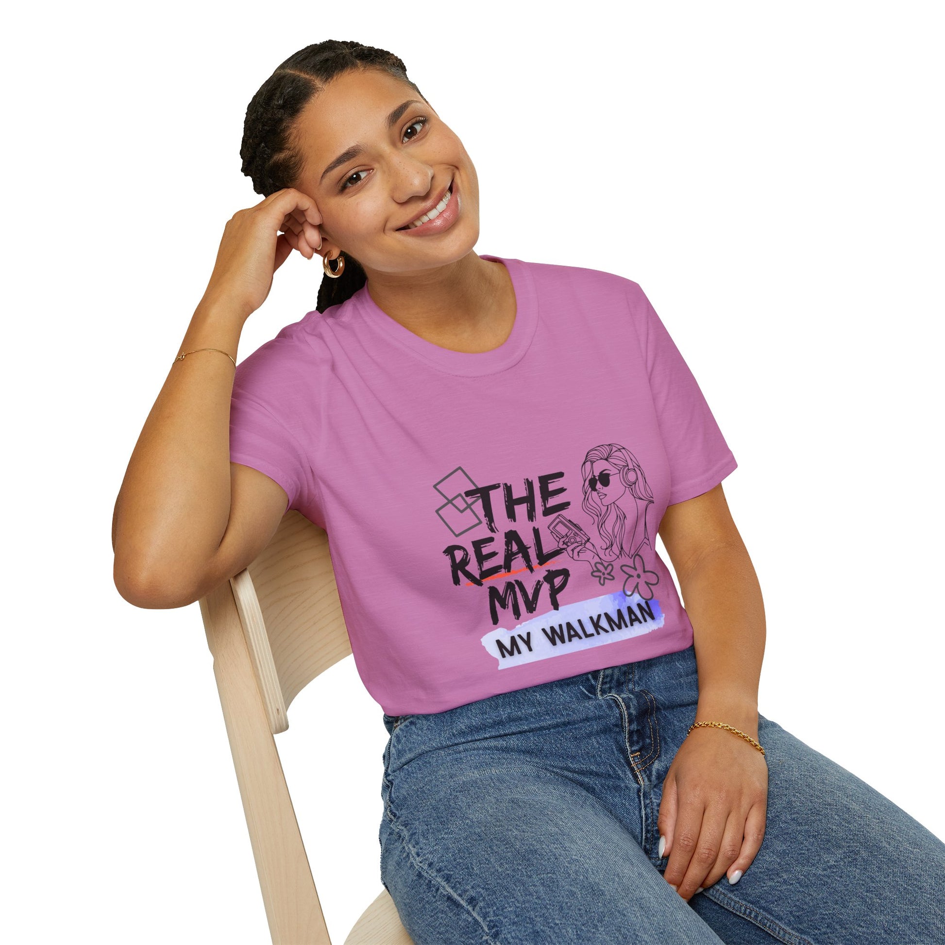 The Real MVP: My Walkman – 90s Nostalgia Unisex Tee| Gift for Walkman Fans, Vintage Style Tee, Casual Wear, Concert Outfit, Unisex Apparel - Mixtape Hearts