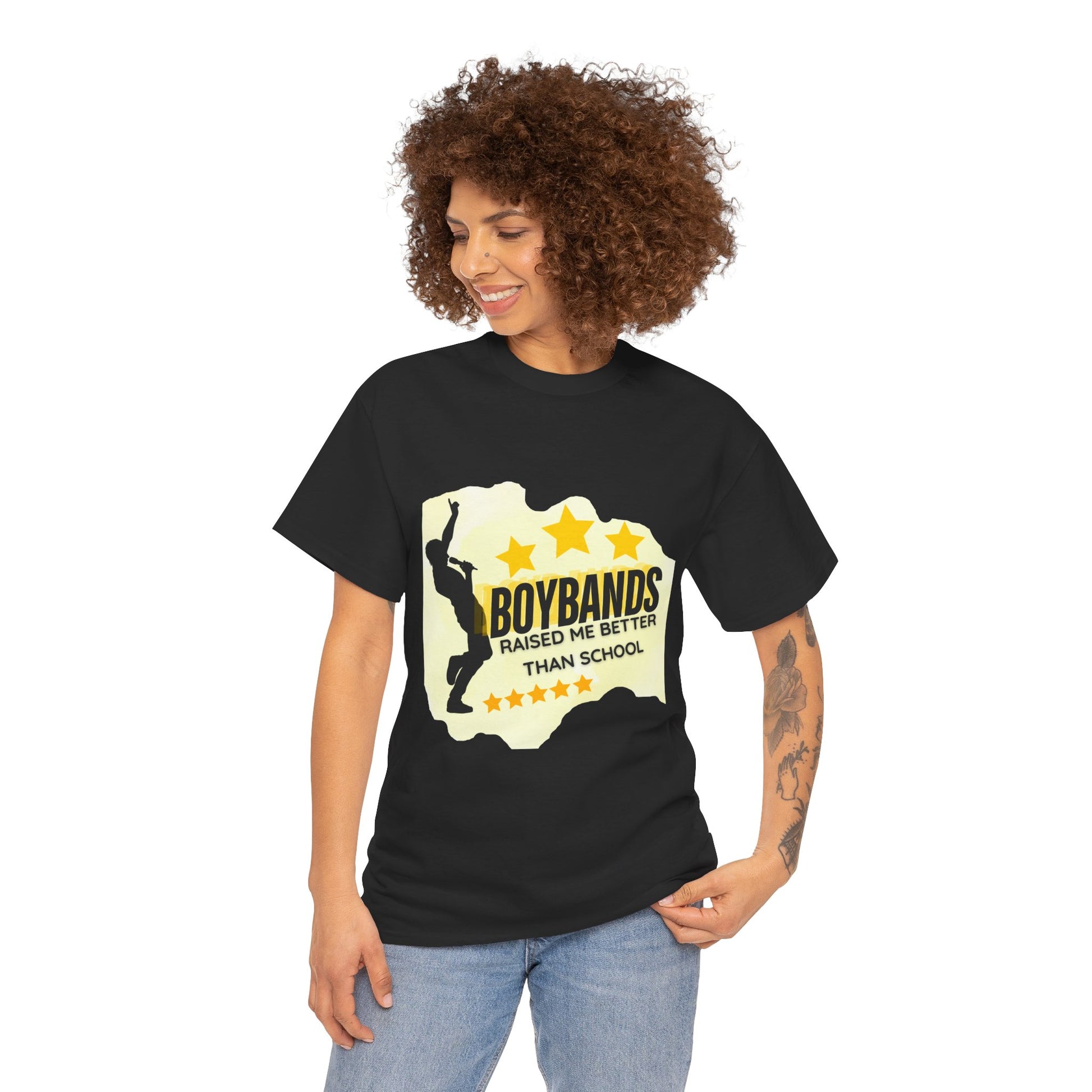 Boybands Raised Me Better Than School – Retro Fan Tee – Retro Pop Music Tee, Casual Tee, Graphic T-Shirt, Gift for Fans, Summer Wear, Everyday Comfort - Mixtape Hearts