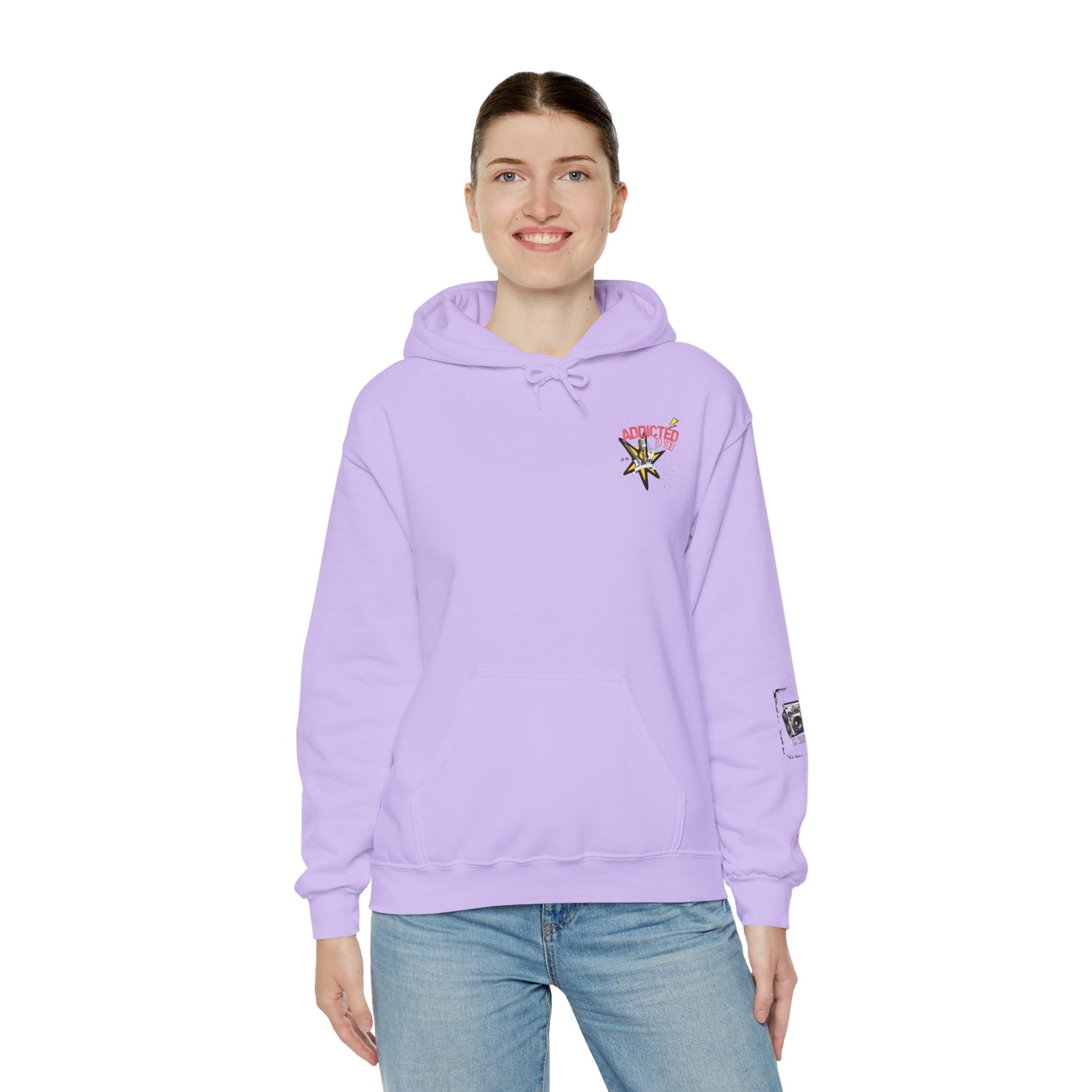 "Addicted to You" – Hoodie for the Lovesick & Lyrical - Addicted to You, Cute Gift for Her, Stylish Streetwear, Cozy Layering Piece, Unique Graphic Hoodie - Mixtape Hearts