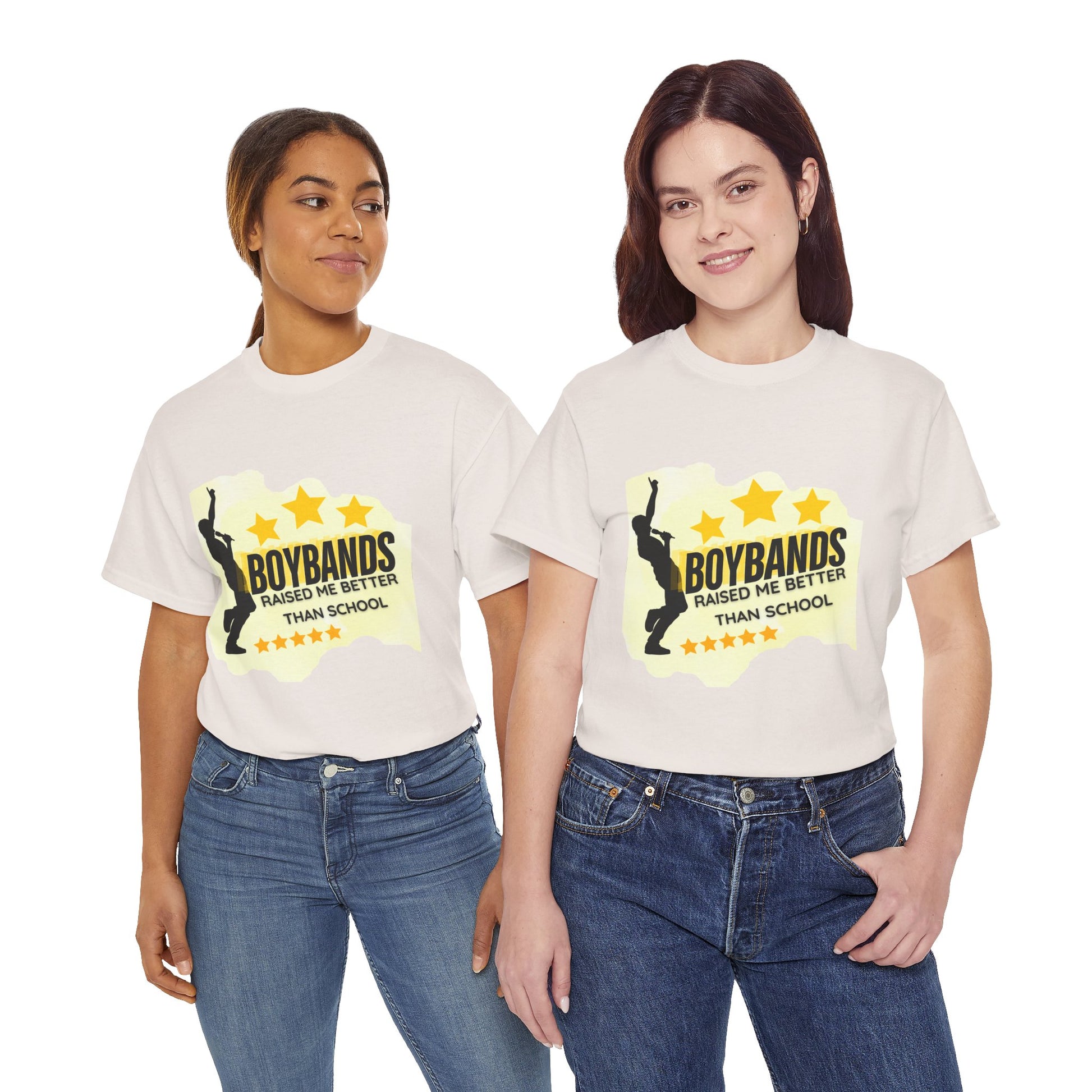 Boybands Raised Me Better Than School – Retro Fan Tee – Retro Pop Music Tee, Casual Tee, Graphic T-Shirt, Gift for Fans, Summer Wear, Everyday Comfort - Mixtape Hearts