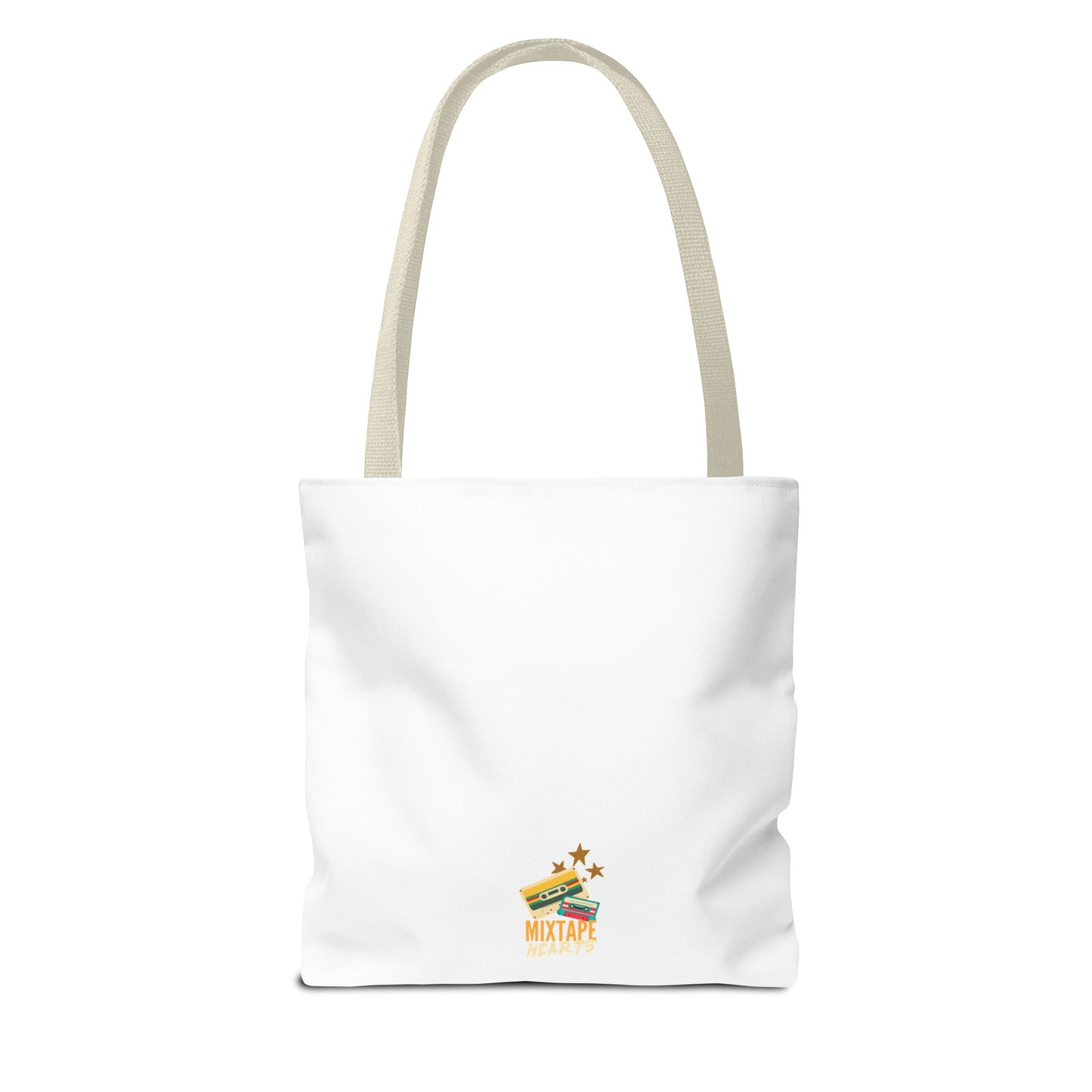 Raised on Boybands & Burnt CDs Tote Bag – Nostalgic Music Tote, Cute Tote, Gift for Fangirls, Fan Merchandise, Artsy Bag, AOP Design - Mixtape Hearts