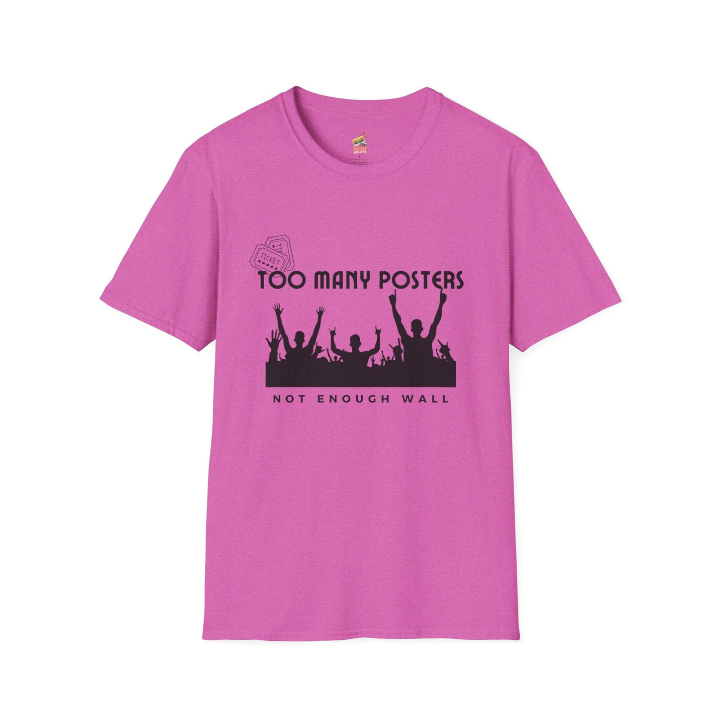 Too Many Posters, Not Enough Wall – 90s Nostalgia Unisex Tee| Gift for Walkman Fans, Vintage Style Tee, Casual Wear, Concert Outfit, Unisex Apparel - Mixtape Hearts