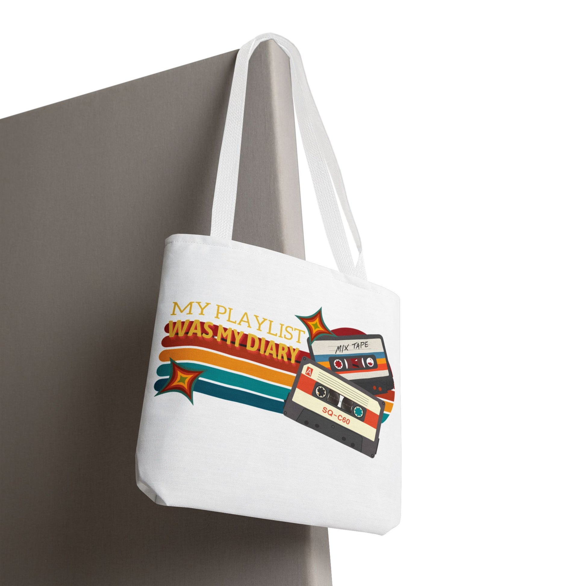 My Playlist Was My Diary – Emotional Era Tote Bag - AOP, Fun and Stylish, Perfect for Music Lovers, Gift for Friends, Everyday Use, Beach Bag, Eco-Friendly - Mixtape Hearts