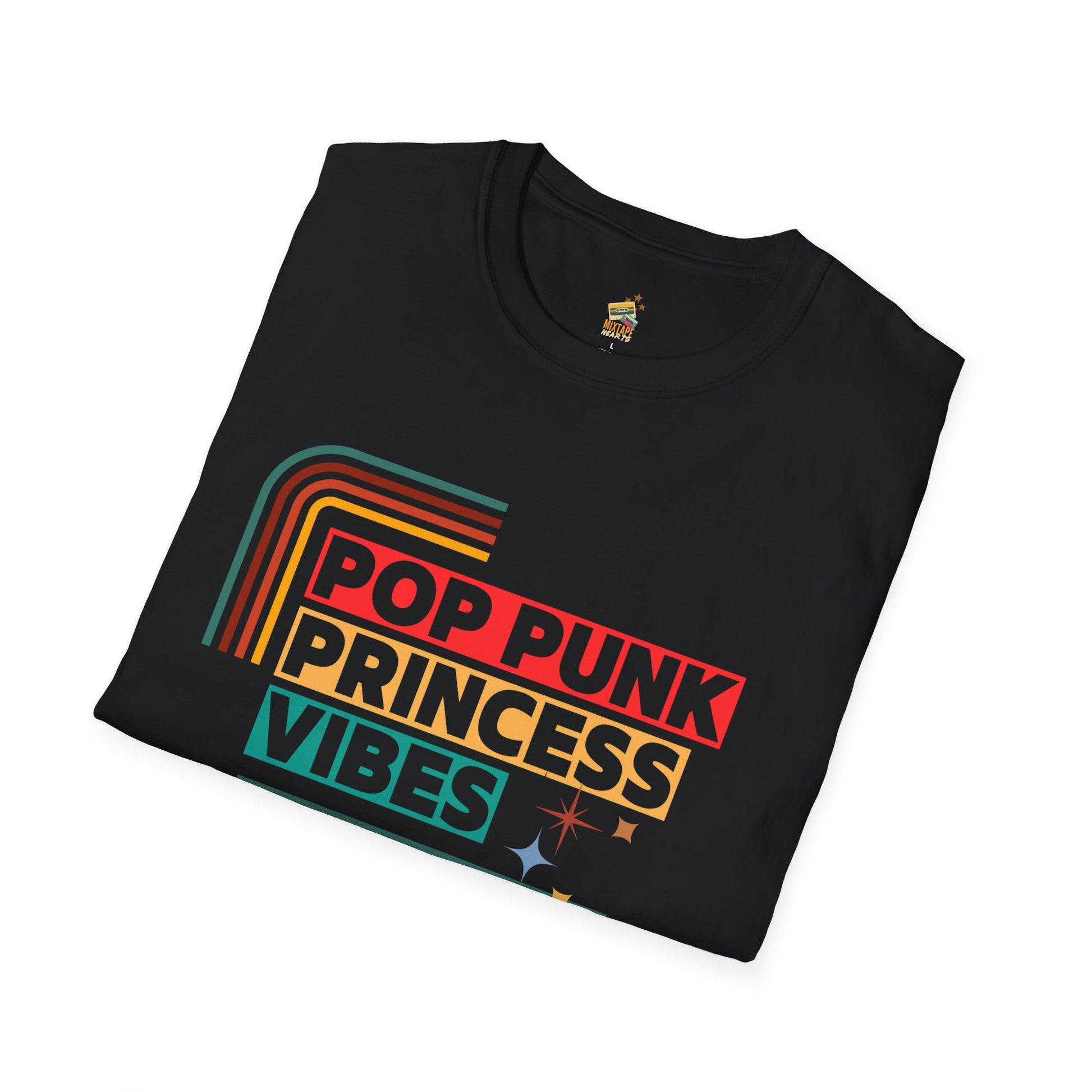 Pop Punk Princess Vibes – Graphic Tee for Alt Girls– Emotional Nostalgia T-Shirt – 90s Nostalgia Unisex Tee| Gift for Walkman Fans, Vintage Style Tee, Casual Wear, Concert Outfit, Unisex Apparel - Mixtape Hearts
