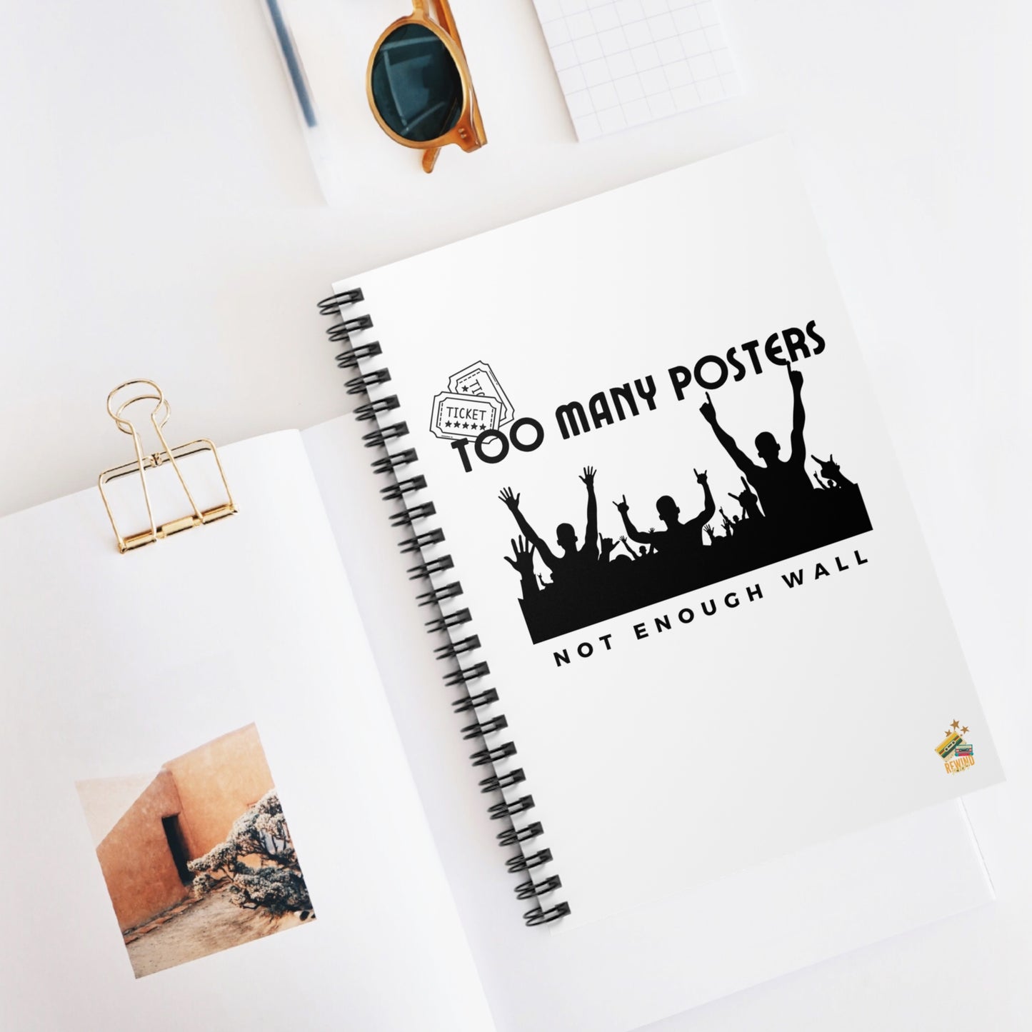 Copy of Too Many Posters, Not Enough Wall – Fangirl Journal – Retro Vibes Notebook - Vintage Music Lover, Journal, Notepad, Gift for Students, Cute Office Supplies, Retro Design - Mixtape Hearts