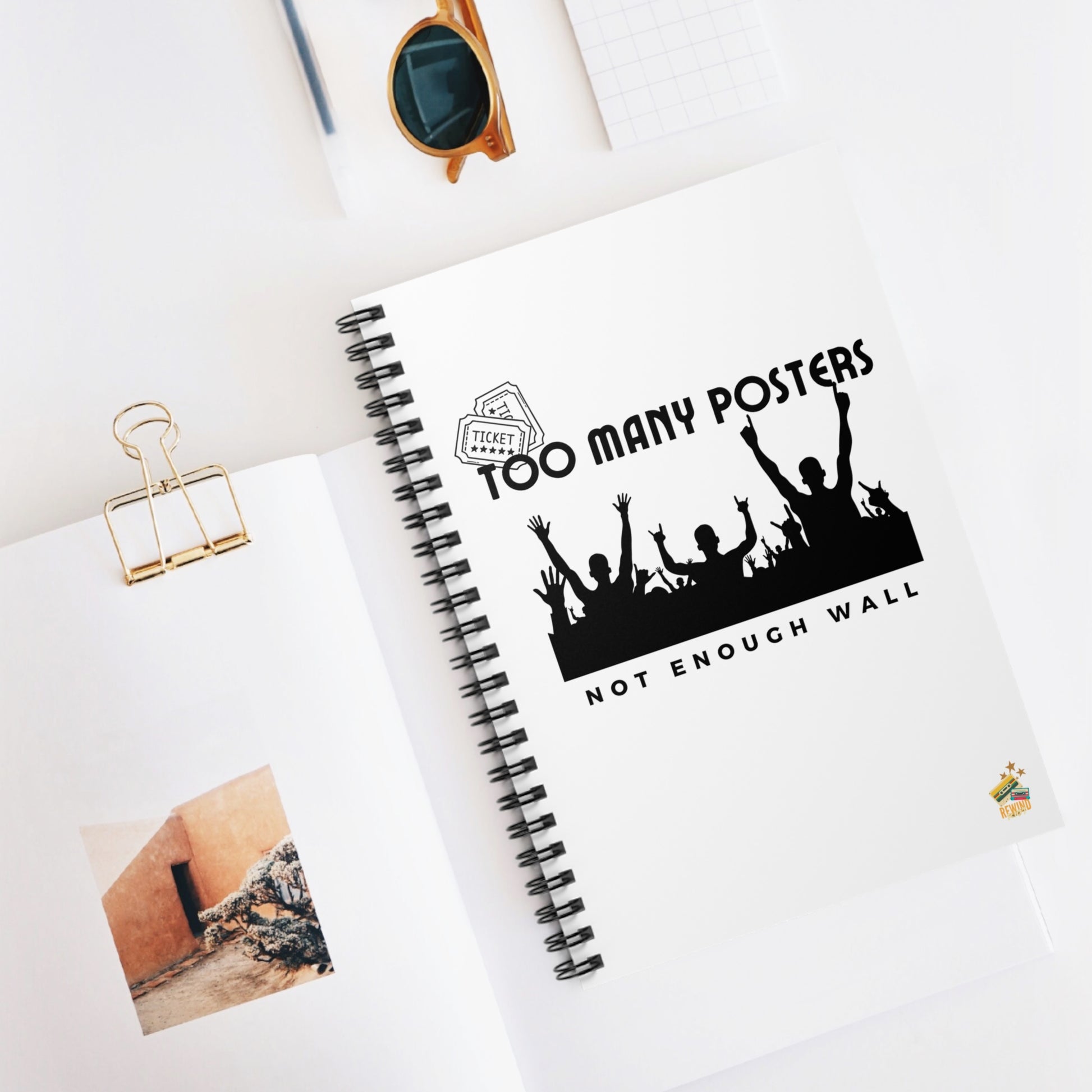 Copy of Too Many Posters, Not Enough Wall – Fangirl Journal – Retro Vibes Notebook - Vintage Music Lover, Journal, Notepad, Gift for Students, Cute Office Supplies, Retro Design - Mixtape Hearts