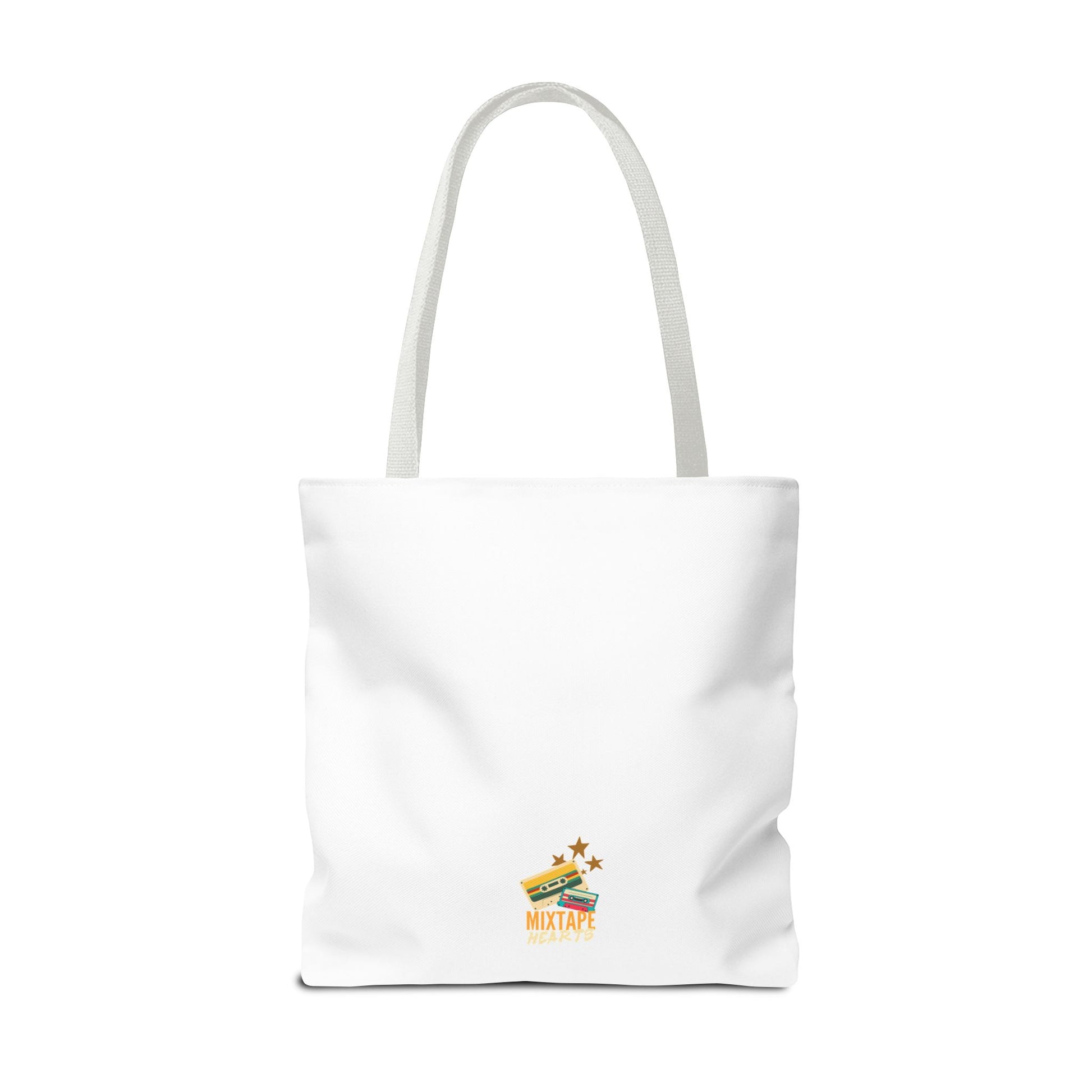 Raised on Boybands & Burnt CDs Tote Bag – Nostalgic Music Tote, Cute Tote, Gift for Fangirls, Fan Merchandise, Artsy Bag, AOP Design - Mixtape Hearts