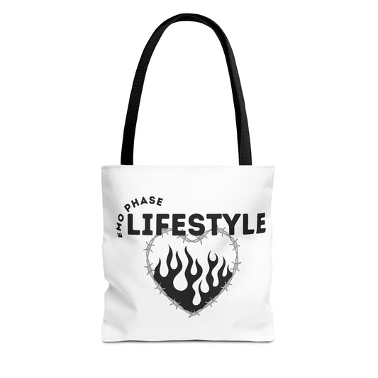 Emo Phase Lifestyle – Emotional Era Tote Bag - AOP, Fun and Stylish, Perfect for Music Lovers, Gift for Friends, Everyday Use, Beach Bag, Eco-Friendly - Mixtape Hearts