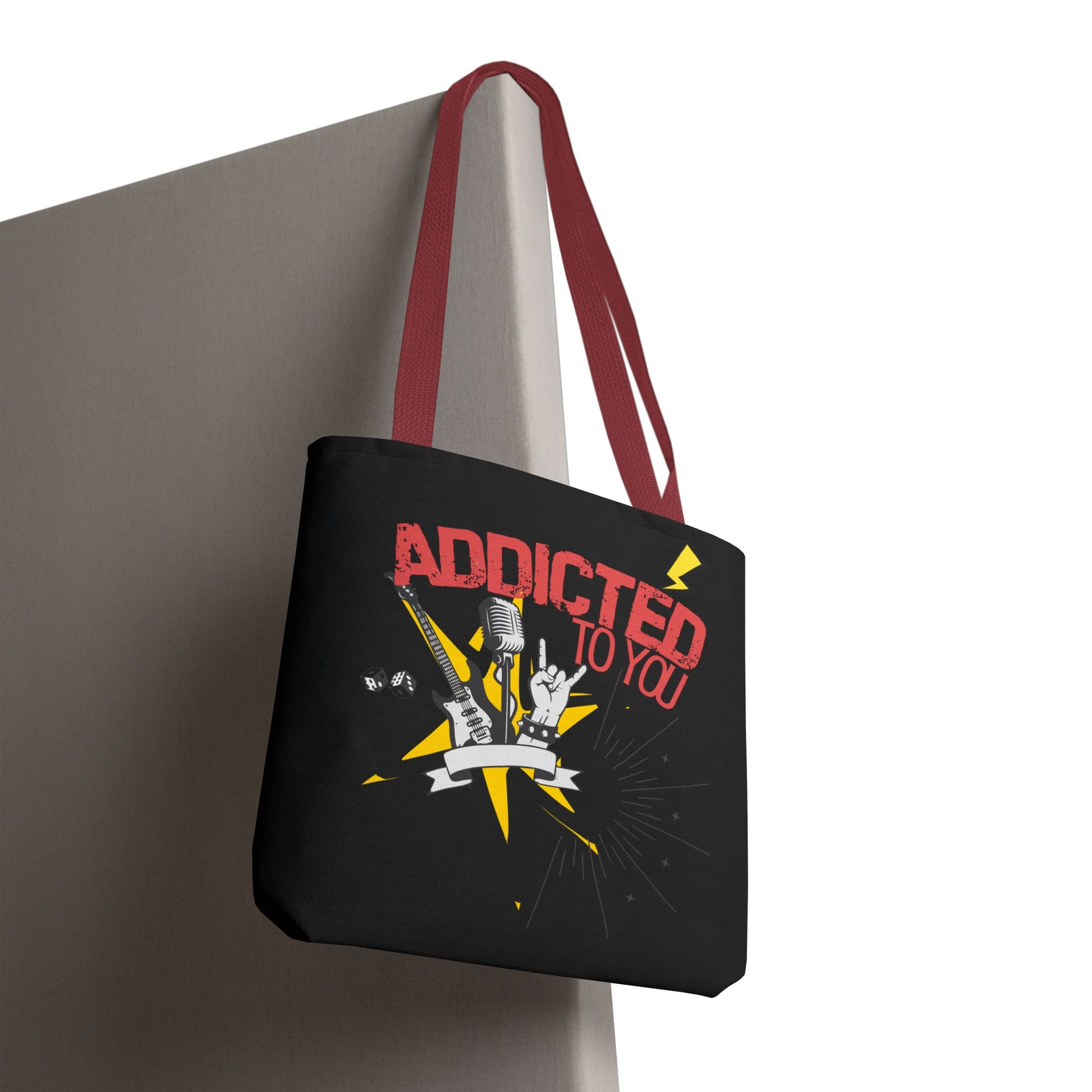 "Addicted to You" – Emotional Baggage Carry-All Tote, Music Lover Gift, Rock & Roll Style, Concert Tote, Gift for Him/Her, Festival Essentials - Mixtape Hearts