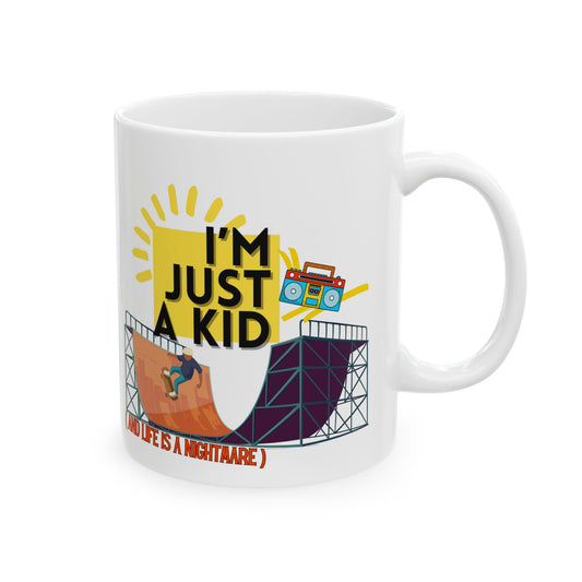 “I’m Just a Kid” Cry-While-Sipping Mug | Fun Coffee Cup for Outdoor Lovers, Perfect for Camping, Birthdays, Gifts, and Summer Fun - Mixtape Hearts