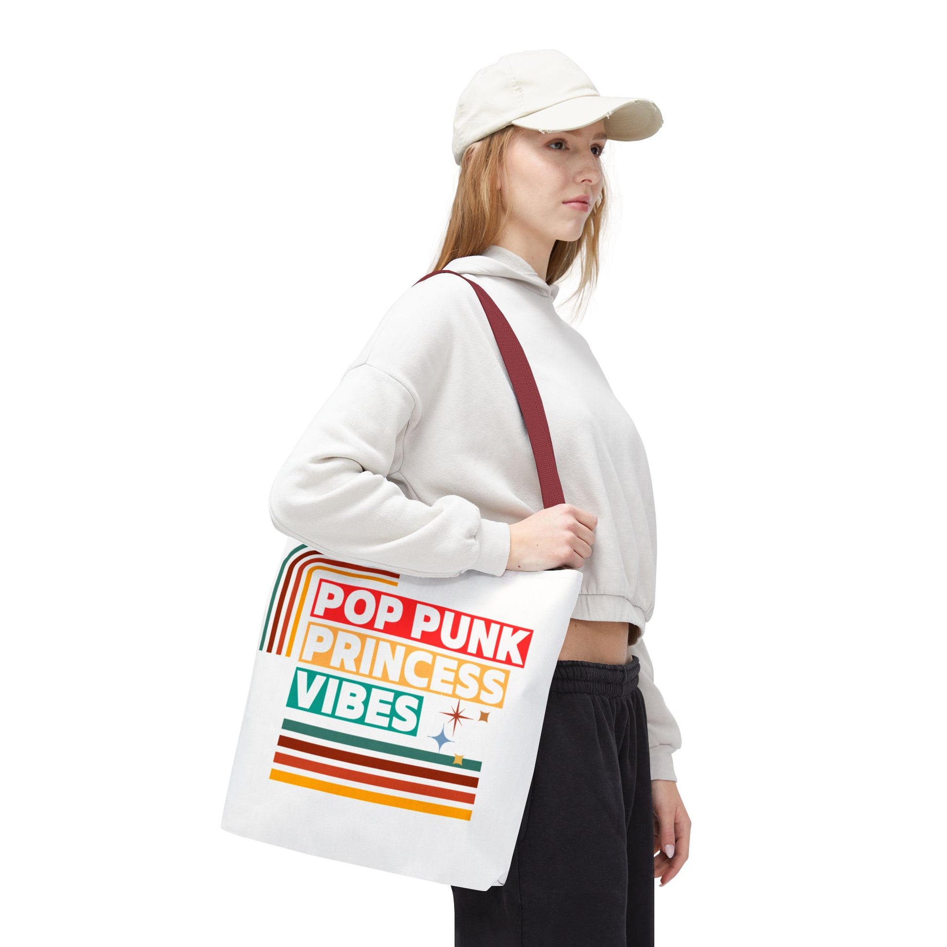 Pop Punk Princess Vibes – Loud & Cute Tote Bag– Emotional Era Tote Bag - AOP, Fun and Stylish, Perfect for Music Lovers, Gift for Friends, Everyday Use, Beach Bag, Eco-Friendly - Mixtape Hearts