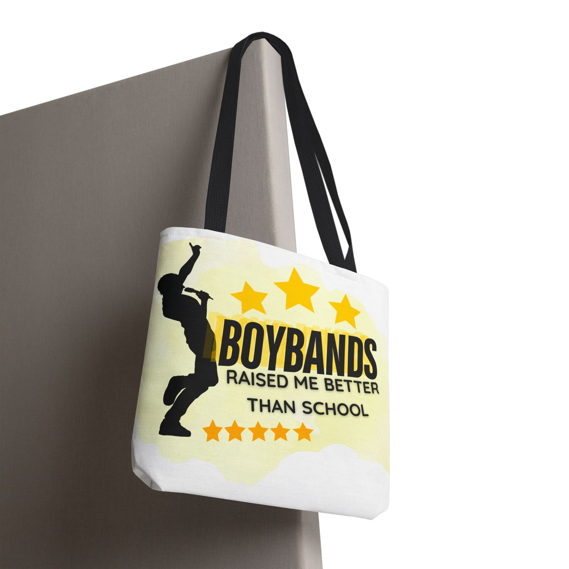 Boybands Raised Me Better Than School – Retro Music Tote, Nostalgic Music Tote, Cute Tote, Gift for Fangirls, Fan Merchandise, Artsy Bag, AOP Design - Mixtape Hearts