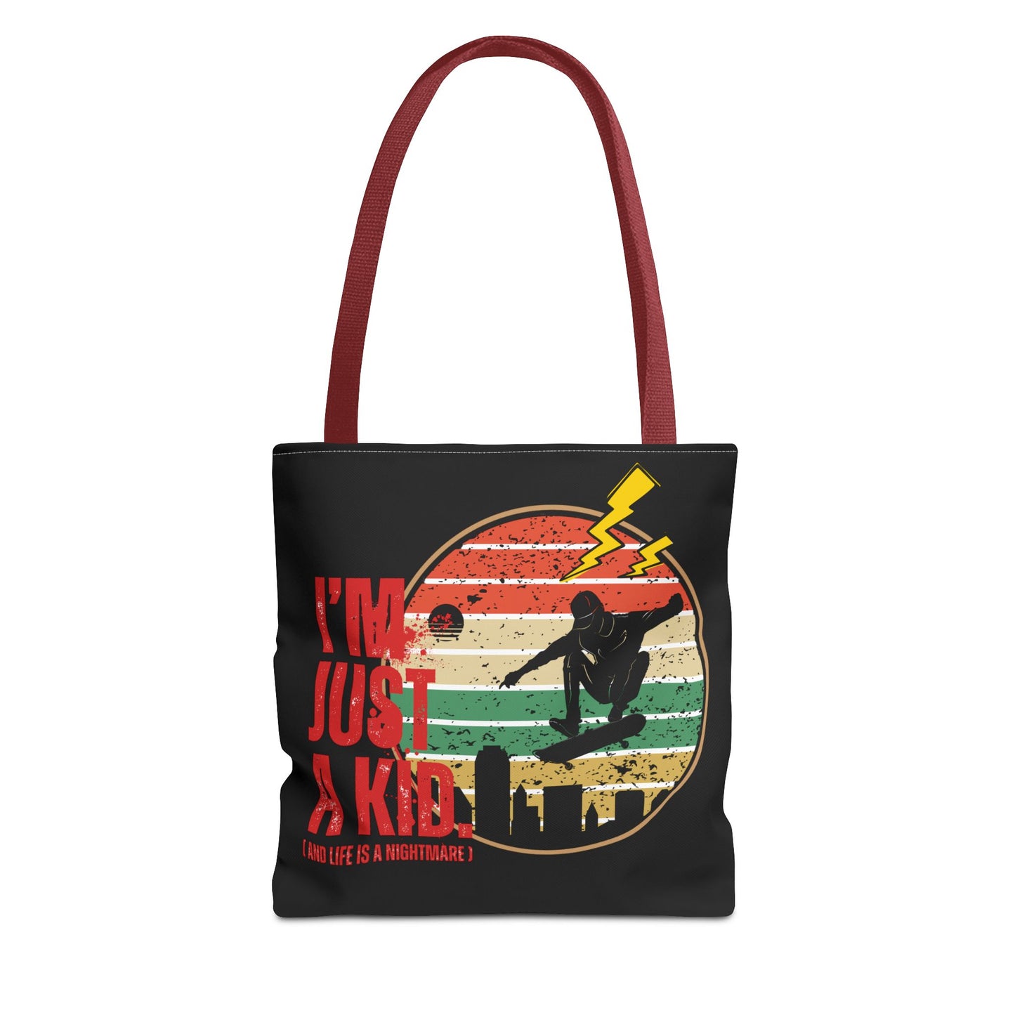I’m Just a Kid Tote Bag – 2000s Pop Punk Aesthetic Canvas Bag for Emo Fans | Fun and Stylish Carryall | Great for School, Beach, Gifts, Everyday Use, AOP Design - Mixtape Hearts