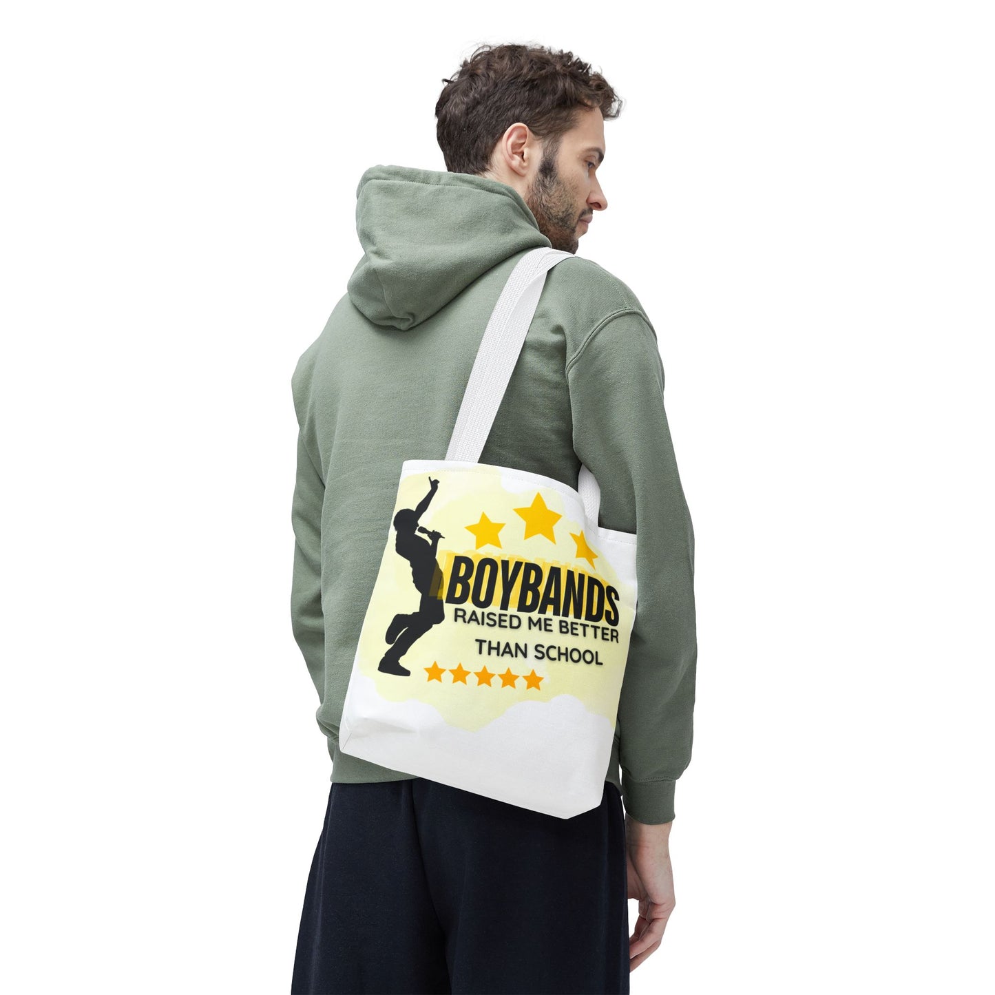 Boybands Raised Me Better Than School – Retro Music Tote, Nostalgic Music Tote, Cute Tote, Gift for Fangirls, Fan Merchandise, Artsy Bag, AOP Design - Mixtape Hearts