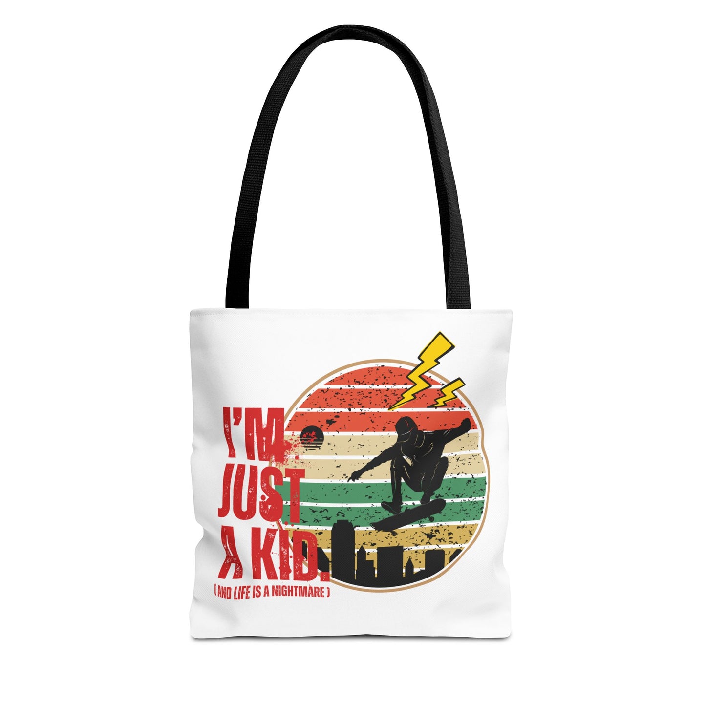 I’m Just a Kid Tote Bag – 2000s Pop Punk Aesthetic Canvas Bag for Emo Fans, Fun Eco-Friendly Bag for Kids, Perfect for School, Beach, or Everyday Adventures - Mixtape Hearts