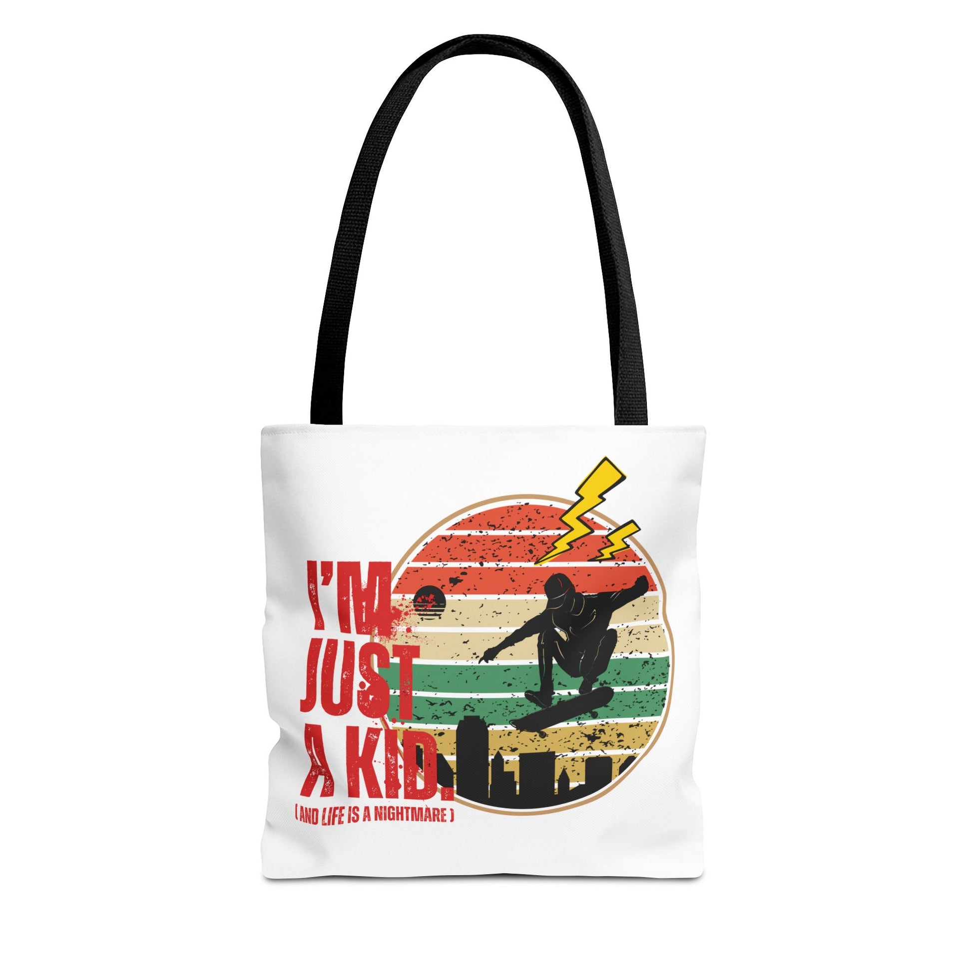 I’m Just a Kid Tote Bag – 2000s Pop Punk Aesthetic Canvas Bag for Emo Fans, Fun Eco-Friendly Bag for Kids, Perfect for School, Beach, or Everyday Adventures - Mixtape Hearts