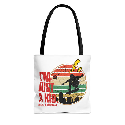 I’m Just a Kid Tote Bag – 2000s Pop Punk Aesthetic Canvas Bag for Emo Fans, Fun Eco-Friendly Bag for Kids, Perfect for School, Beach, or Everyday Adventures - Mixtape Hearts