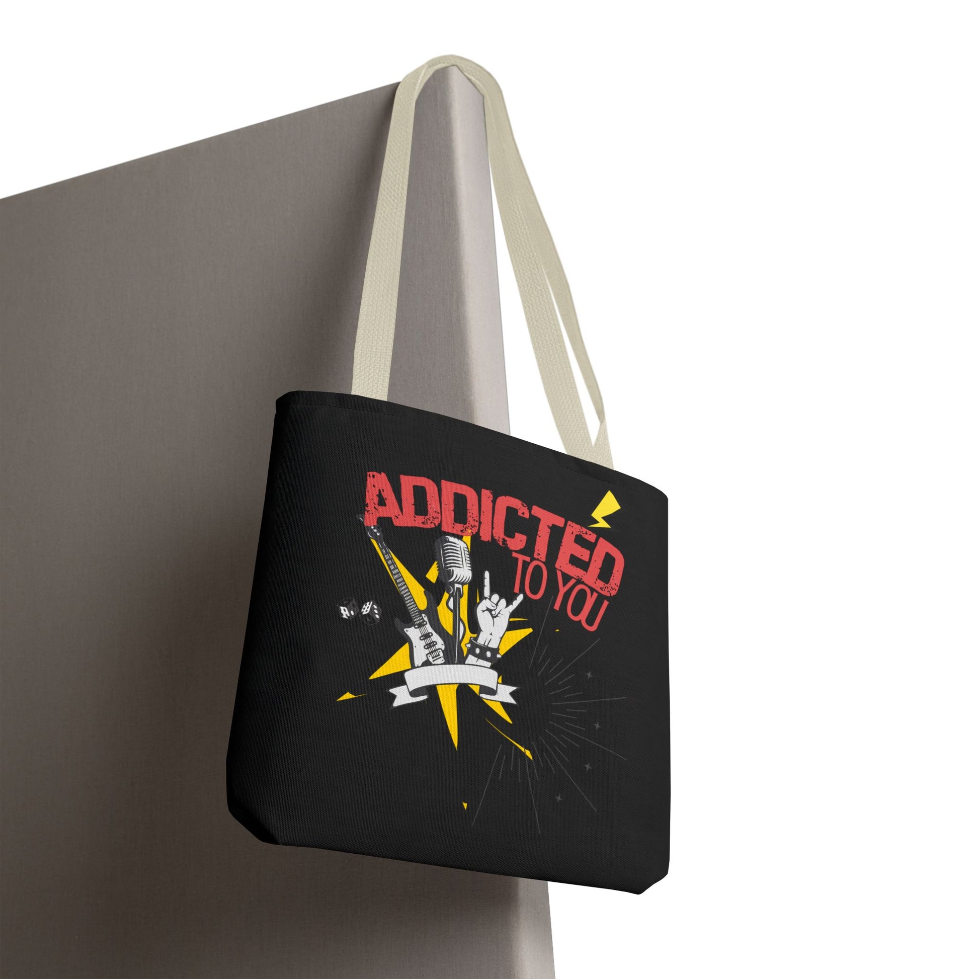 "Addicted to You" – Emotional Baggage Carry-All Tote, Music Lover Gift, Rock & Roll Style, Concert Tote, Gift for Him/Her, Festival Essentials - Mixtape Hearts