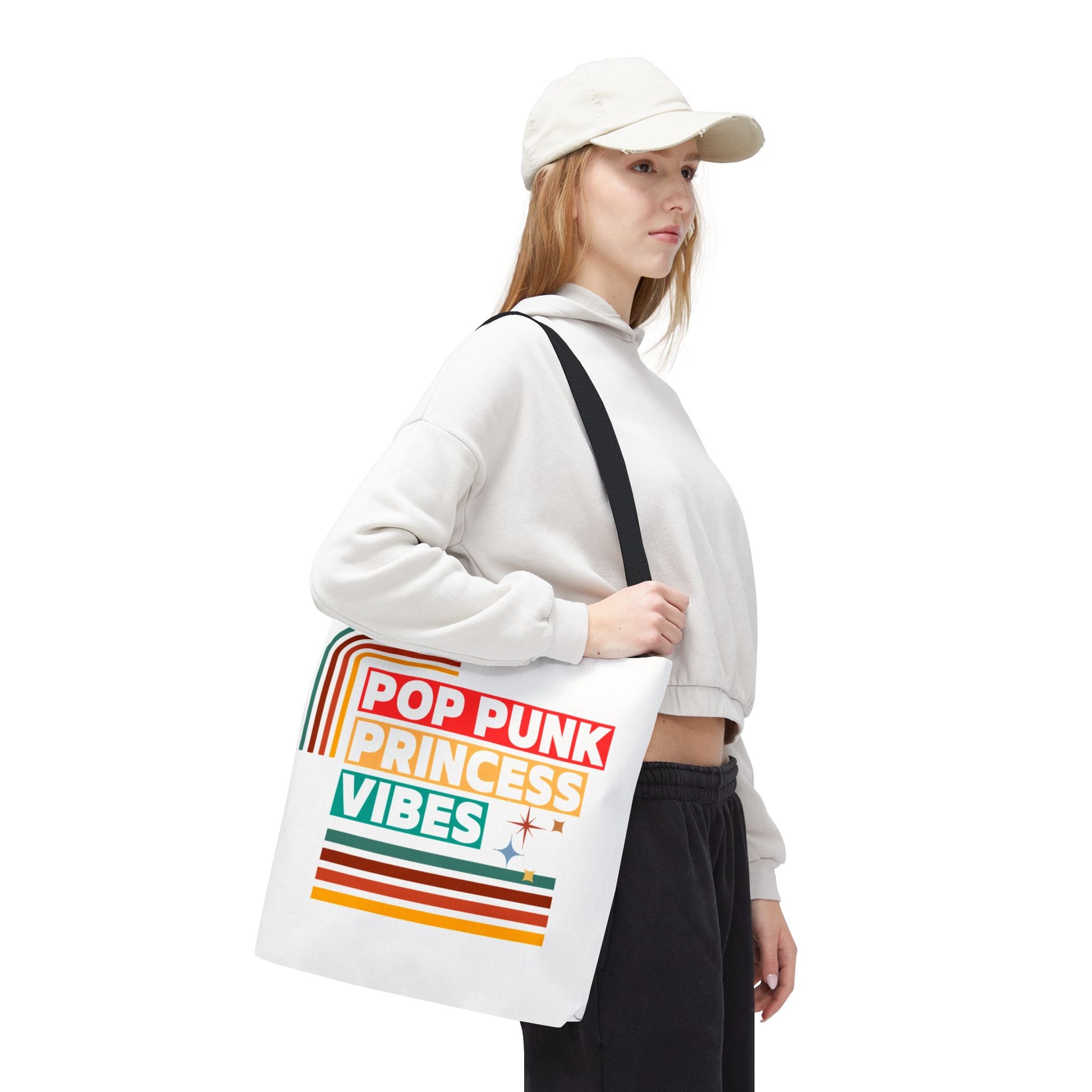 Pop Punk Princess Vibes – Loud & Cute Tote Bag– Emotional Era Tote Bag - AOP, Fun and Stylish, Perfect for Music Lovers, Gift for Friends, Everyday Use, Beach Bag, Eco-Friendly - Mixtape Hearts