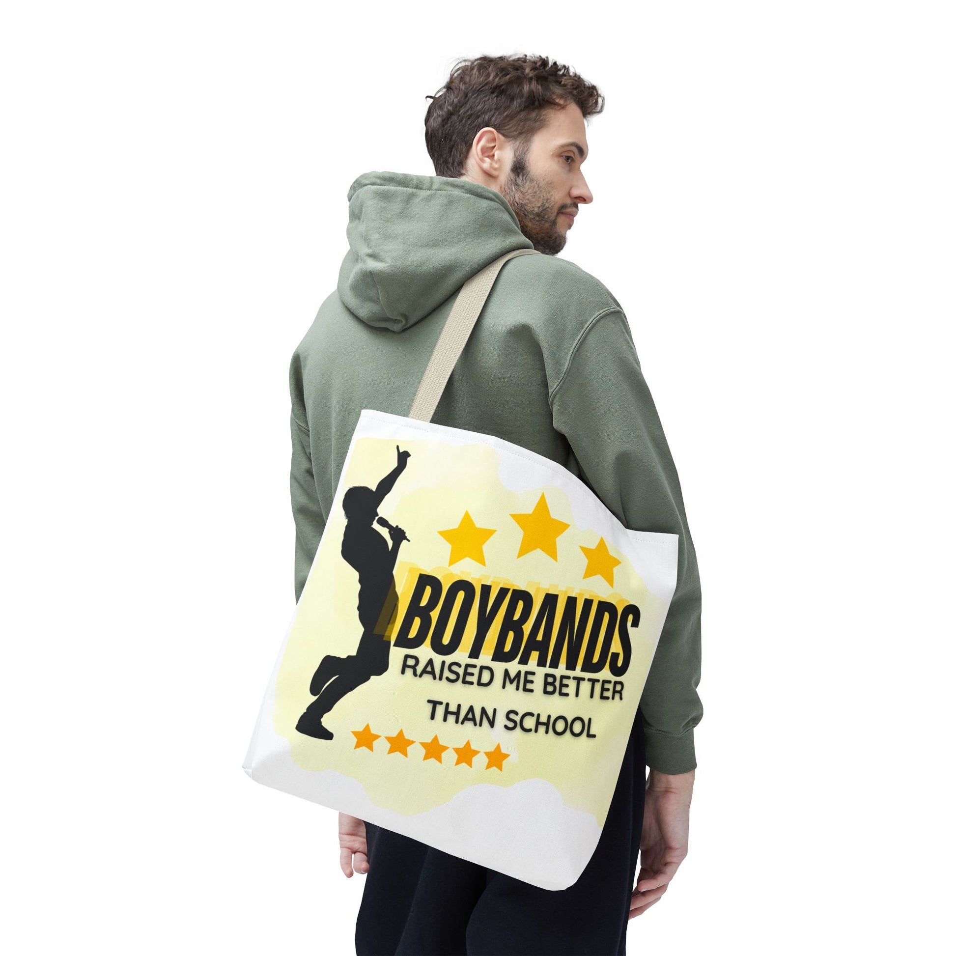 Boybands Raised Me Better Than School – Retro Music Tote, Nostalgic Music Tote, Cute Tote, Gift for Fangirls, Fan Merchandise, Artsy Bag, AOP Design - Mixtape Hearts