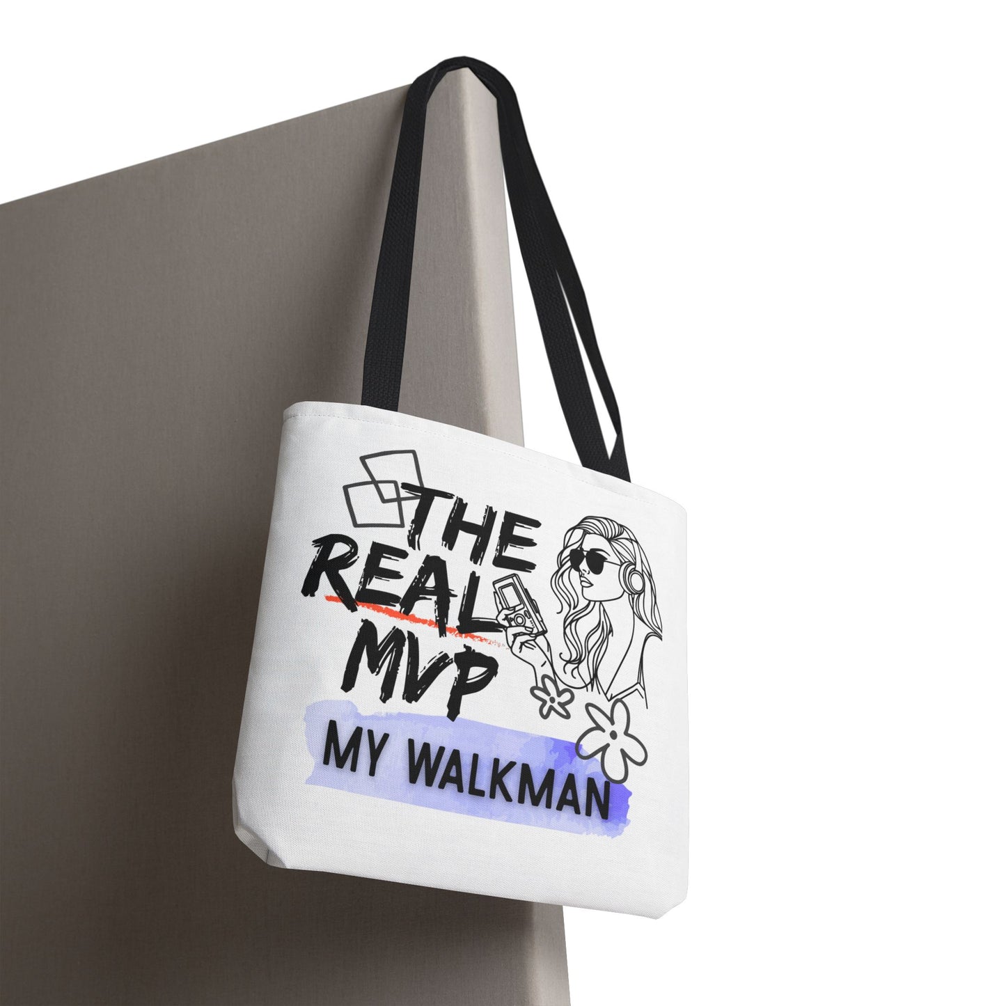 The Real MVP: My Walkman – Cassette Era Tote Bag - AOP, Fun and Stylish, Perfect for Music Lovers, Gift for Friends, Everyday Use, Beach Bag, Eco-Friendly - Mixtape Hearts