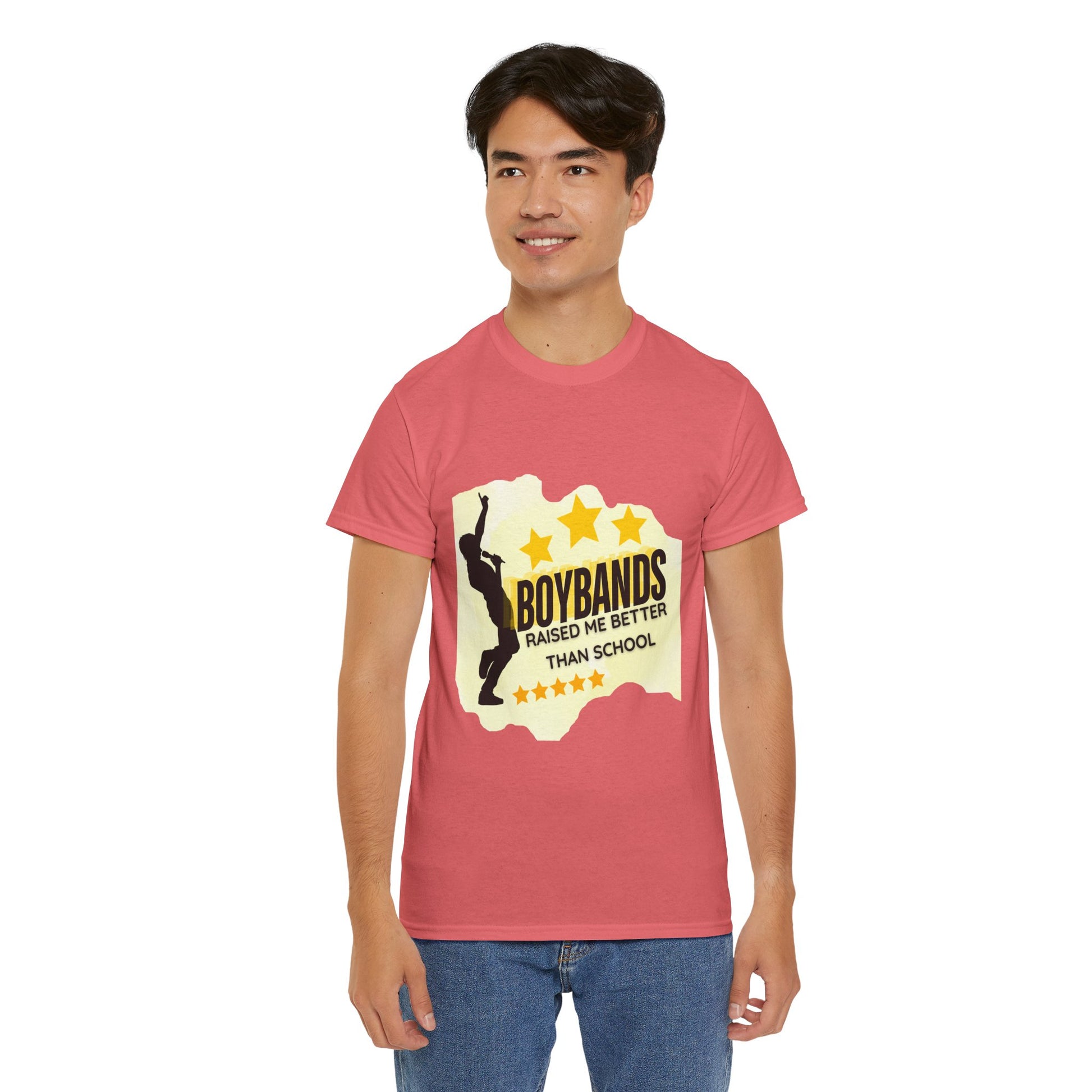 Boybands Raised Me Better Than School – Retro Fan Tee – Retro Pop Music Tee, Casual Tee, Graphic T-Shirt, Gift for Fans, Summer Wear, Everyday Comfort - Mixtape Hearts