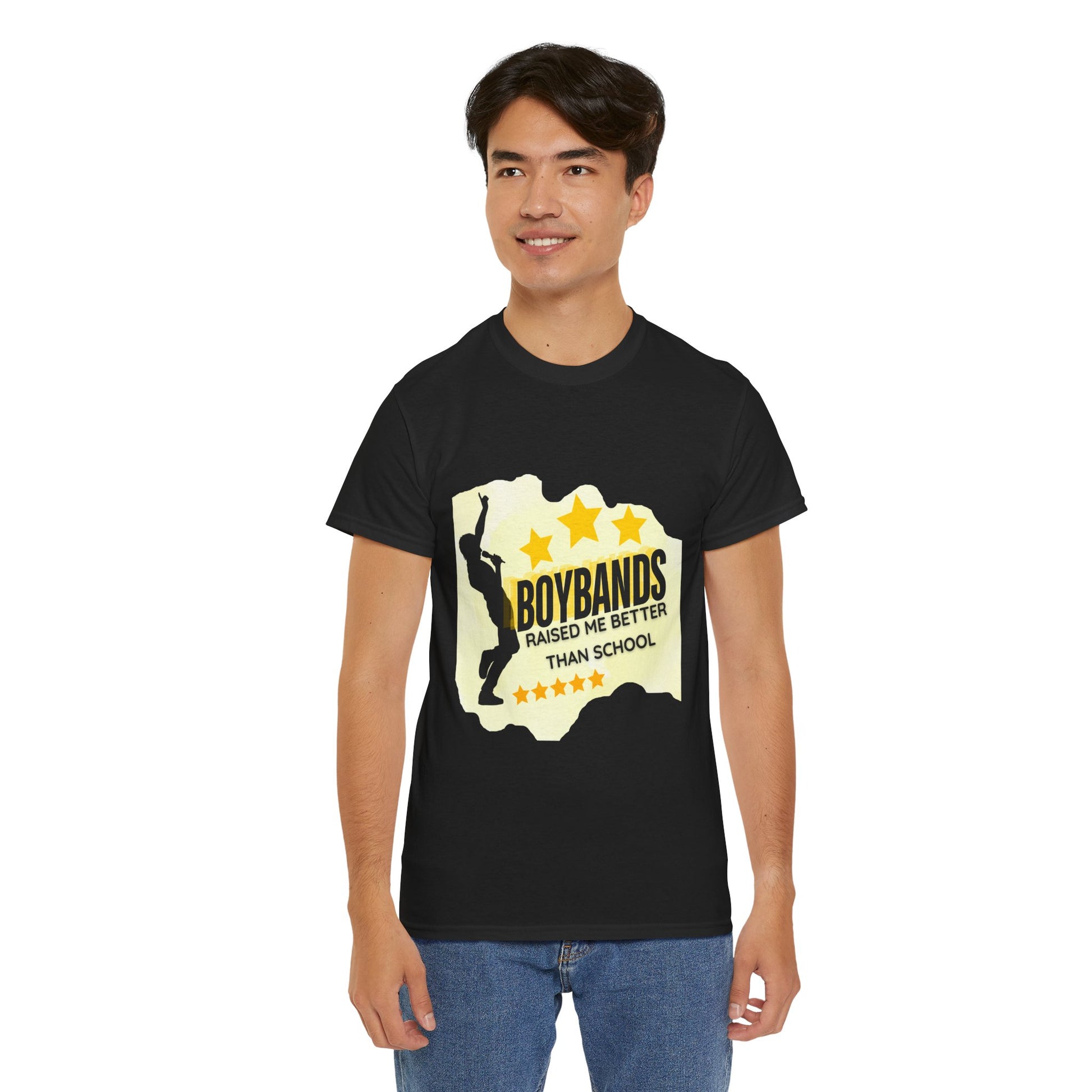 Boybands Raised Me Better Than School – Retro Fan Tee – Retro Pop Music Tee, Casual Tee, Graphic T-Shirt, Gift for Fans, Summer Wear, Everyday Comfort - Mixtape Hearts